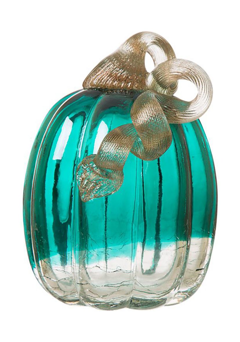 Turquoise Crackle Glass Pumpkin