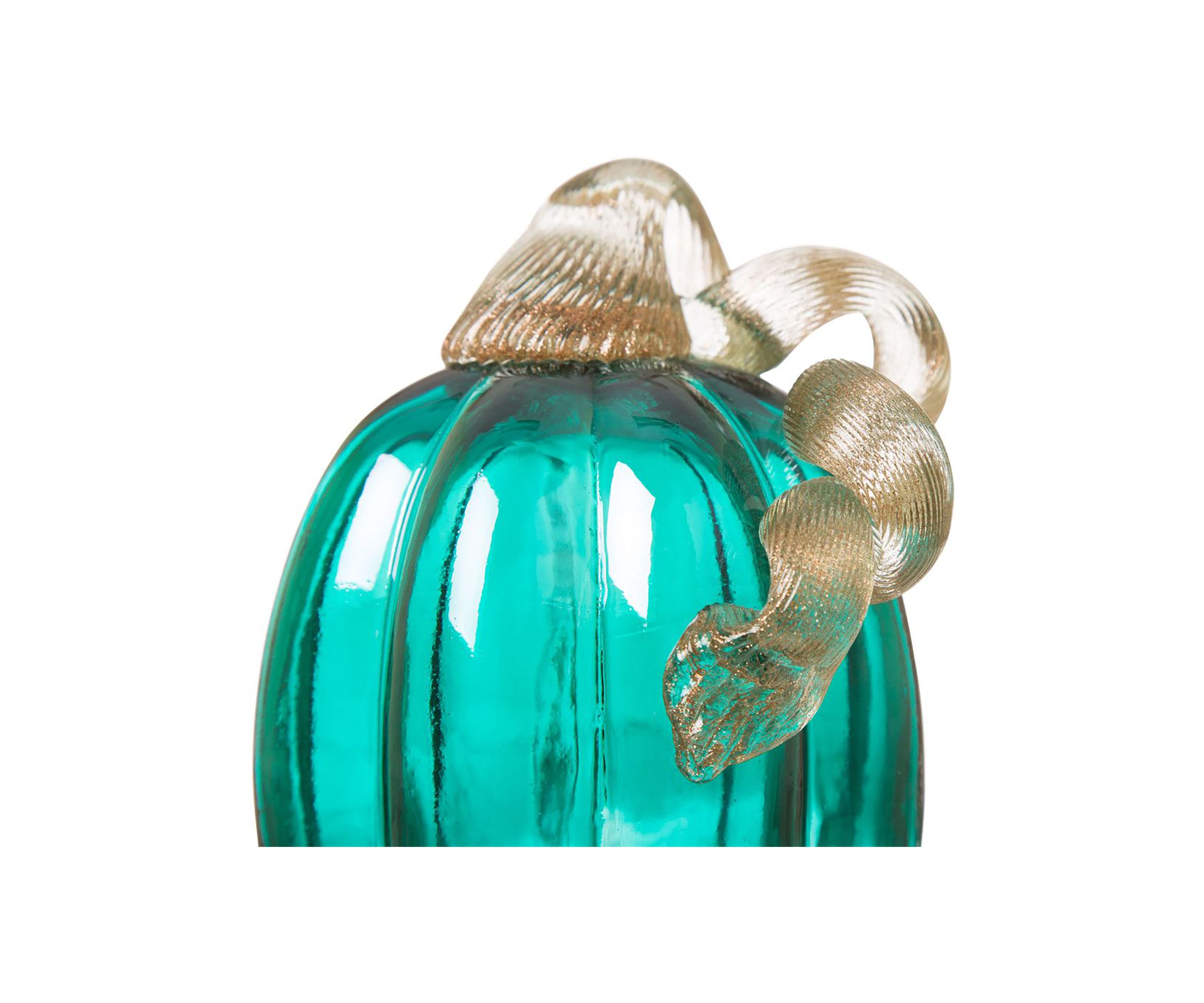 Turquoise Crackle Glass Pumpkin