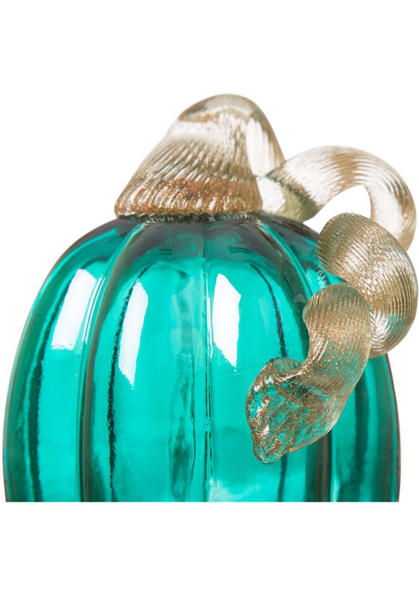 Turquoise Crackle Glass Pumpkin