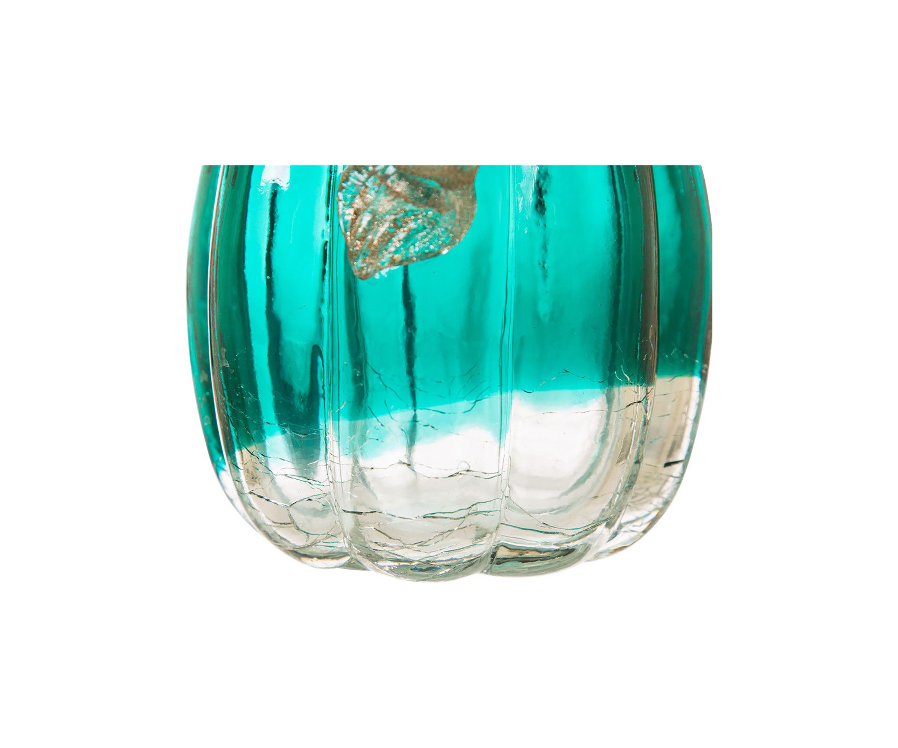 Turquoise Crackle Glass Pumpkin
