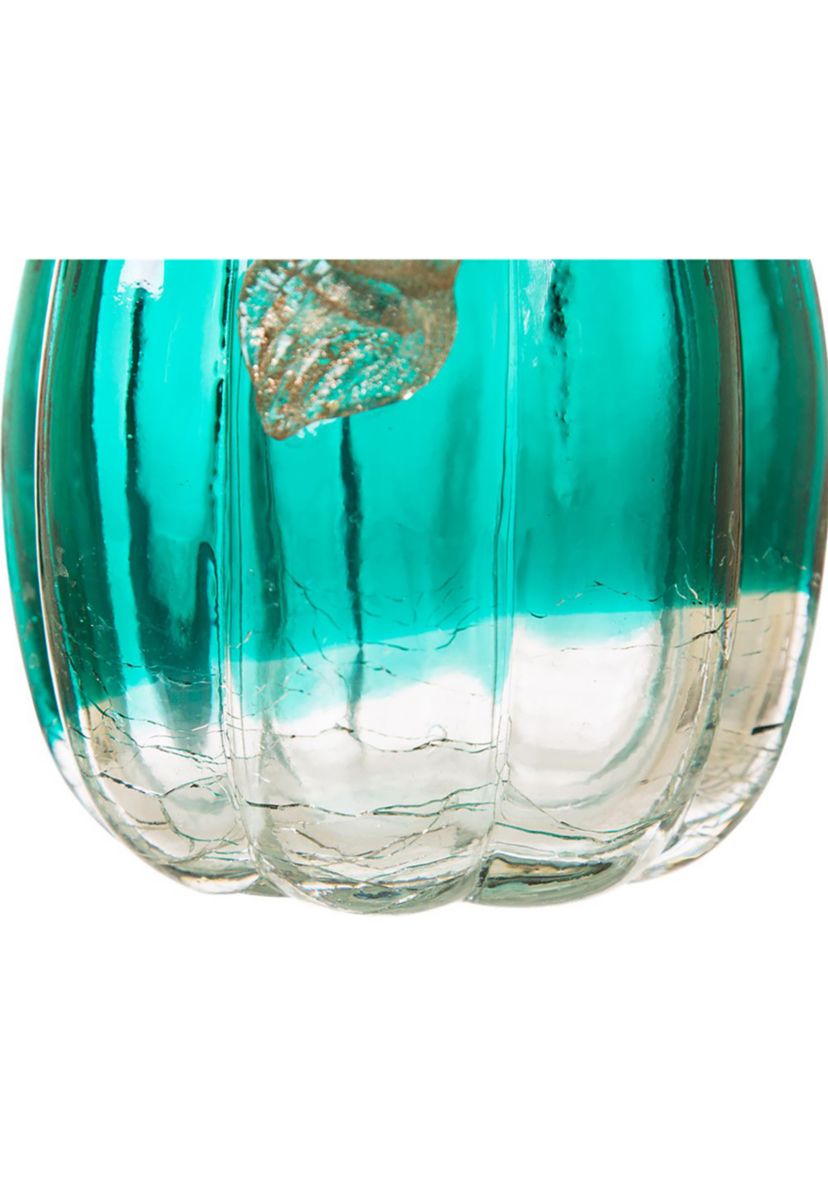 Turquoise Crackle Glass Pumpkin