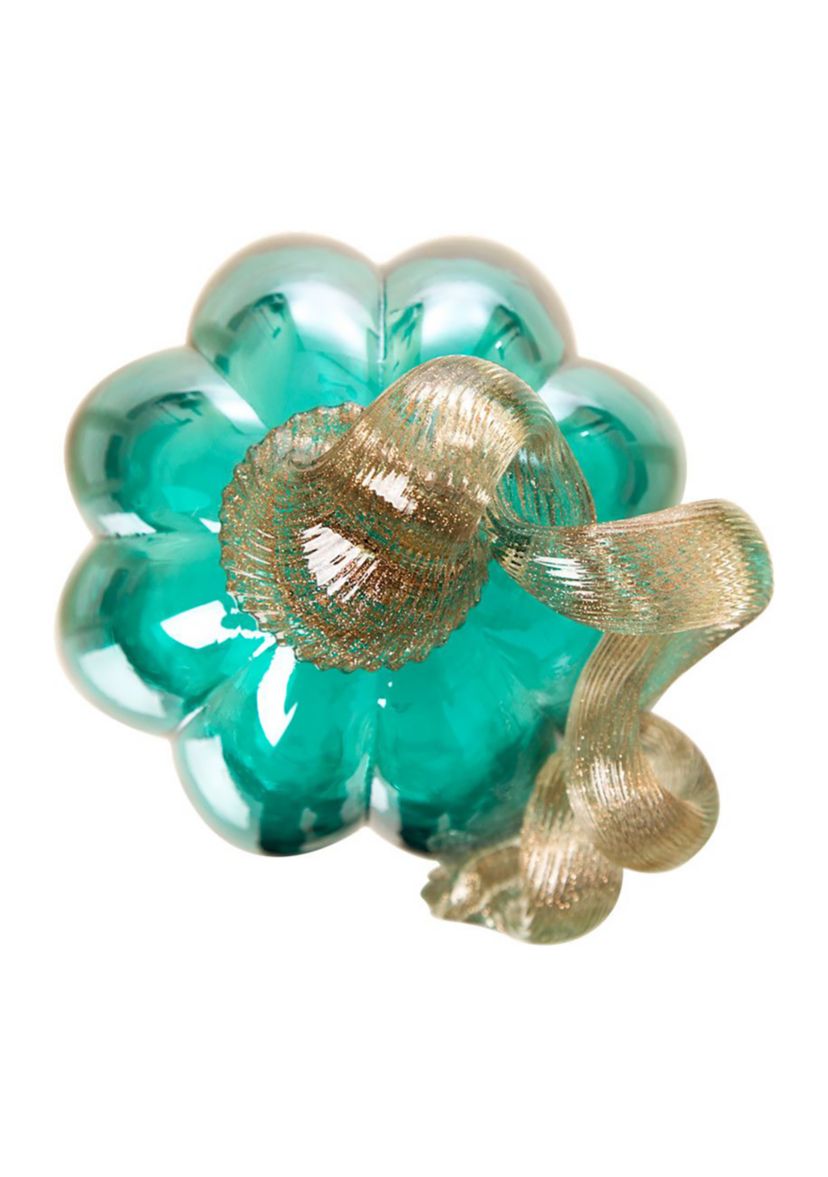Turquoise Crackle Glass Pumpkin