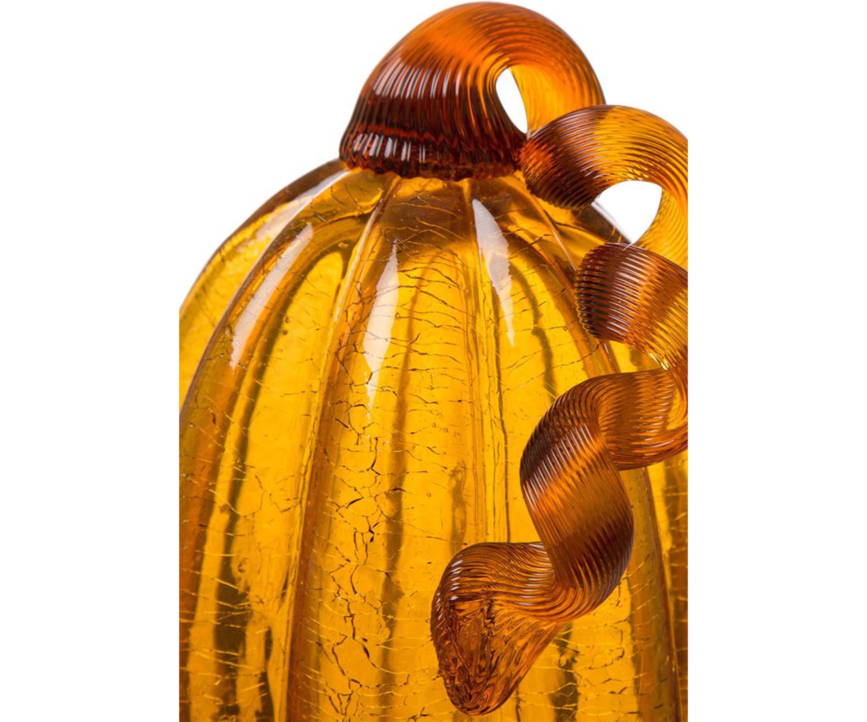 Amber Crackle Tall Glass Pumpkin