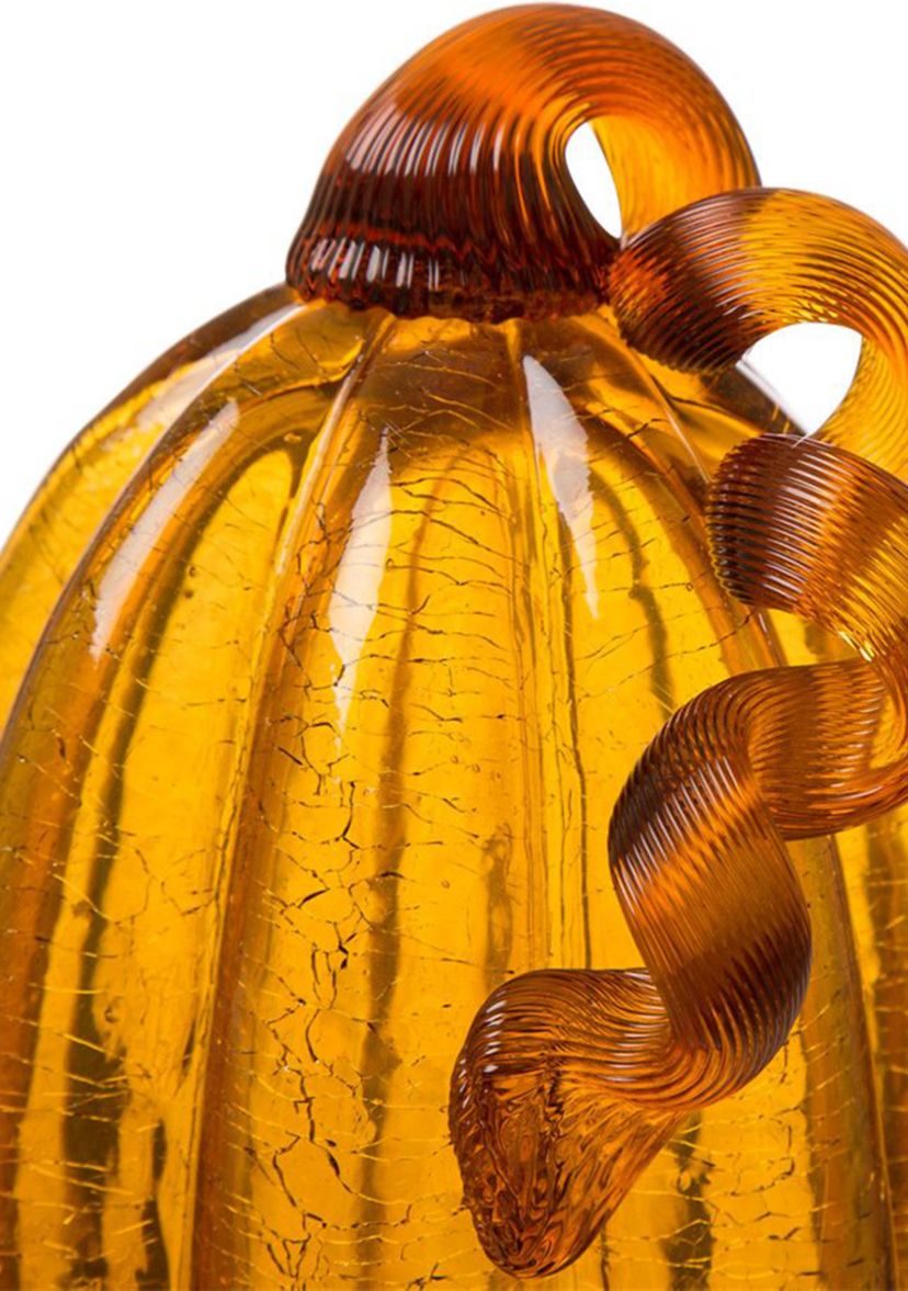 Amber Crackle Tall Glass Pumpkin