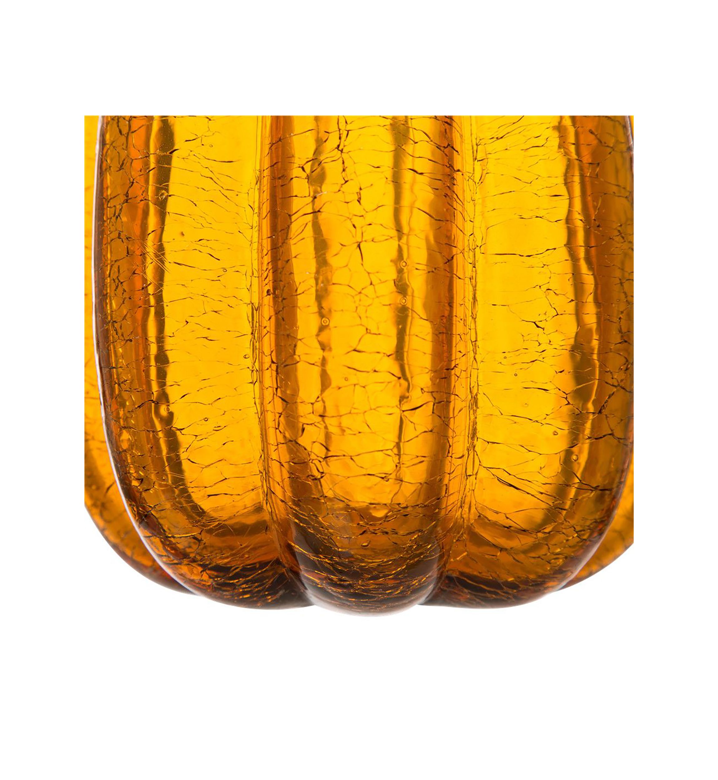 Amber Crackle Tall Glass Pumpkin