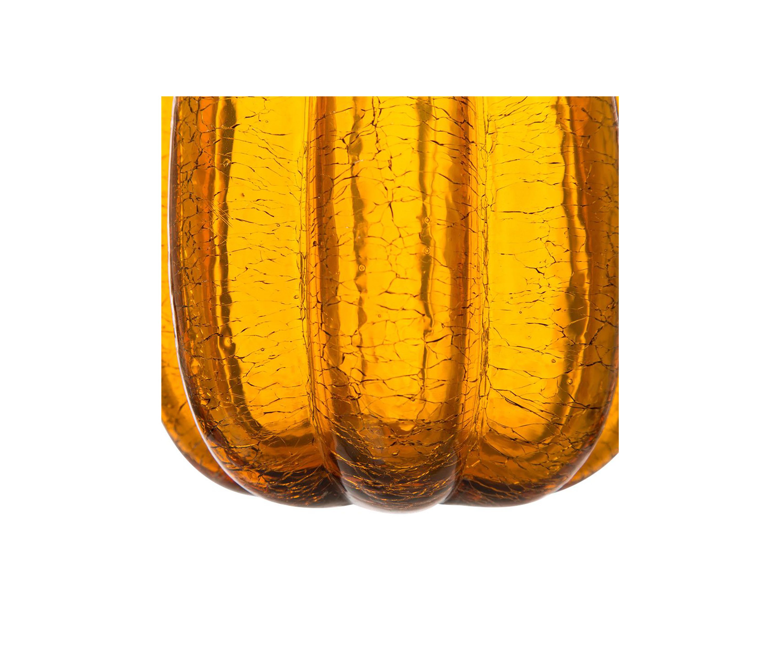 Amber Crackle Tall Glass Pumpkin