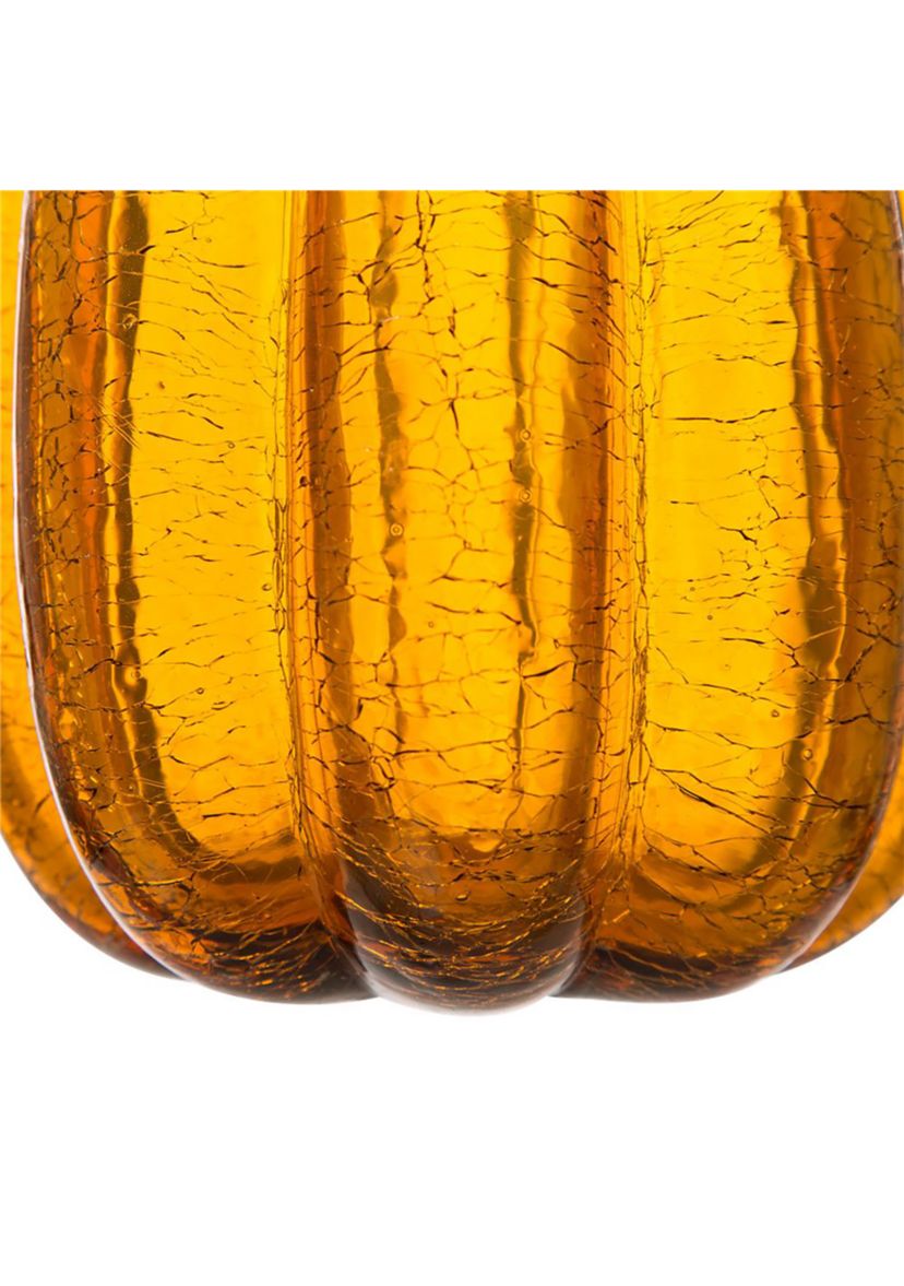 Amber Crackle Tall Glass Pumpkin
