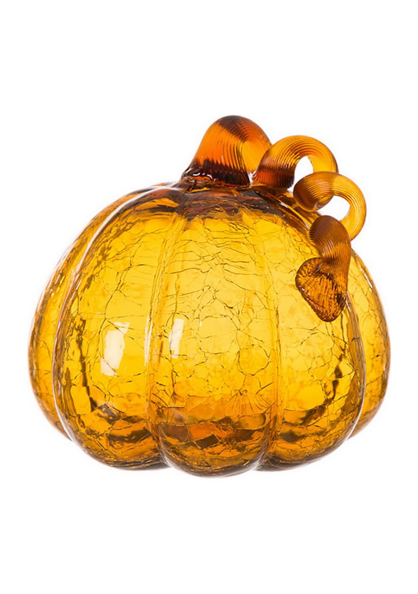 Amber Crackle Glass Pumpkin