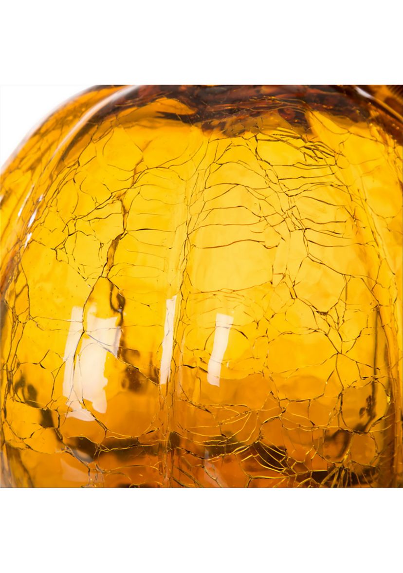 Amber Crackle Glass Pumpkin