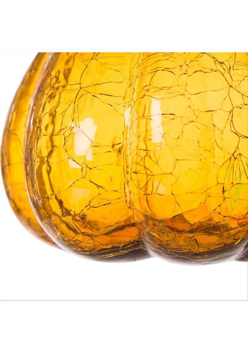 Amber Crackle Glass Pumpkin