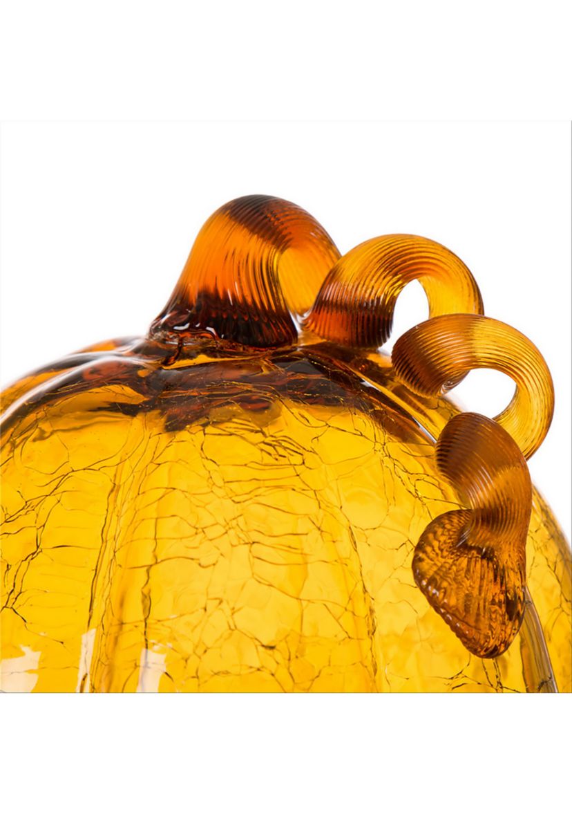 Amber Crackle Glass Pumpkin