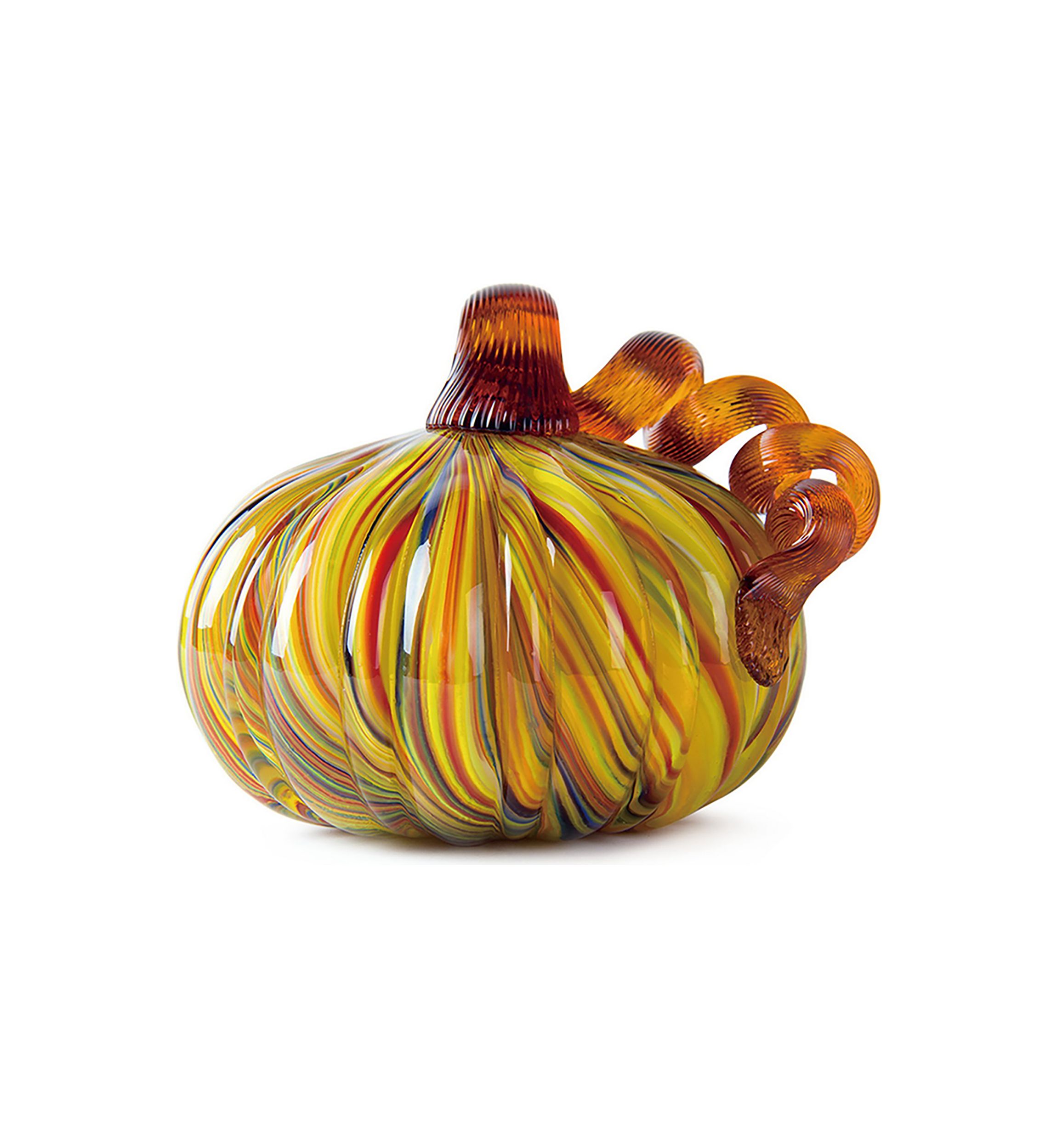 Multi Striped Glass Short Pumpkin