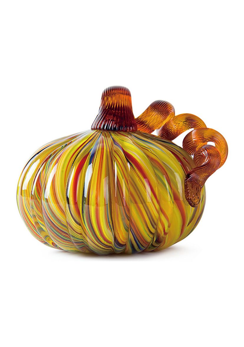 Multi Striped Glass Short Pumpkin