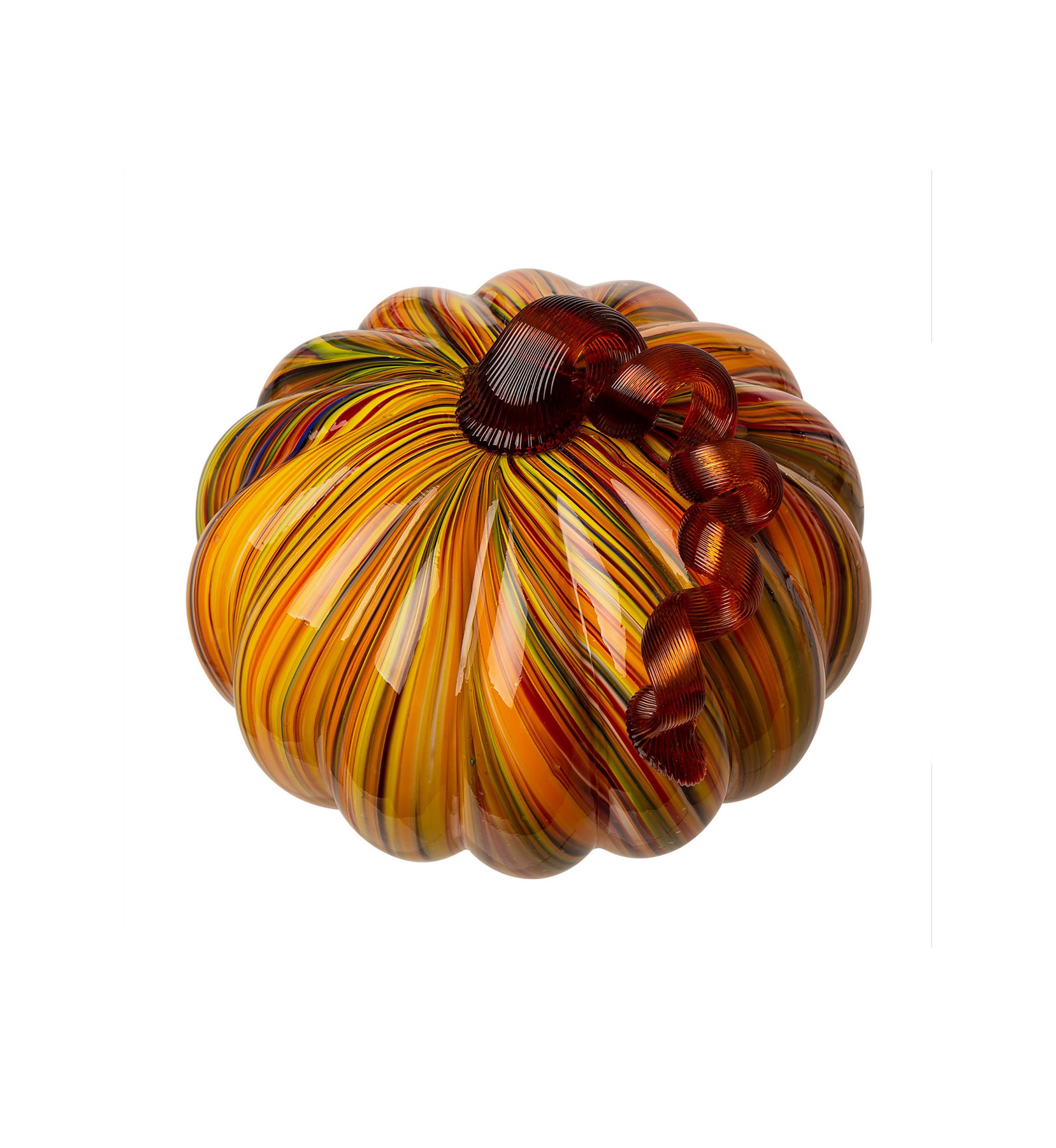 Multi Striped Glass Short Pumpkin