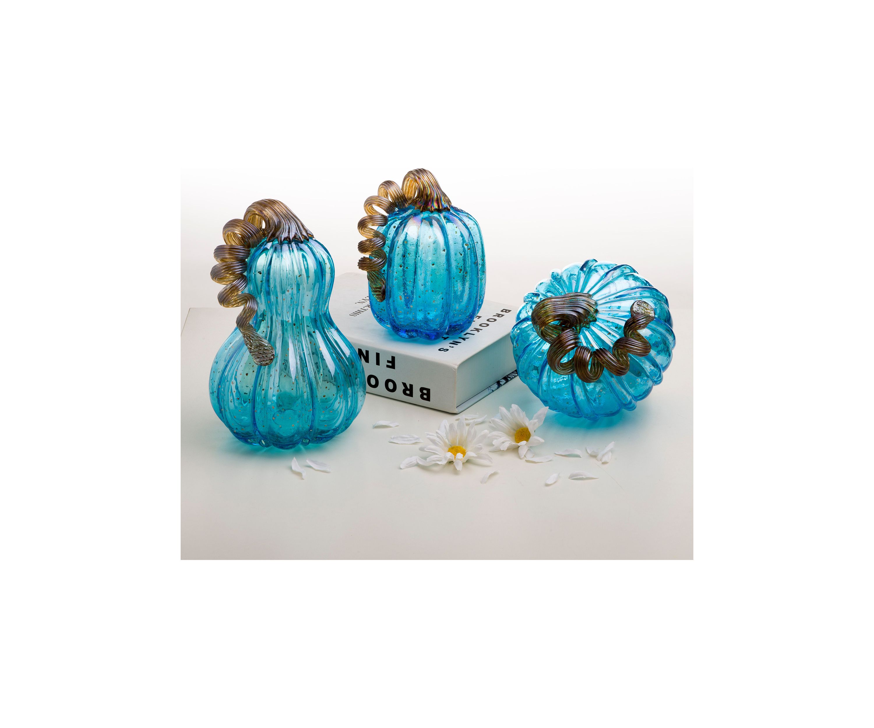 Blue Glass Pumpkin