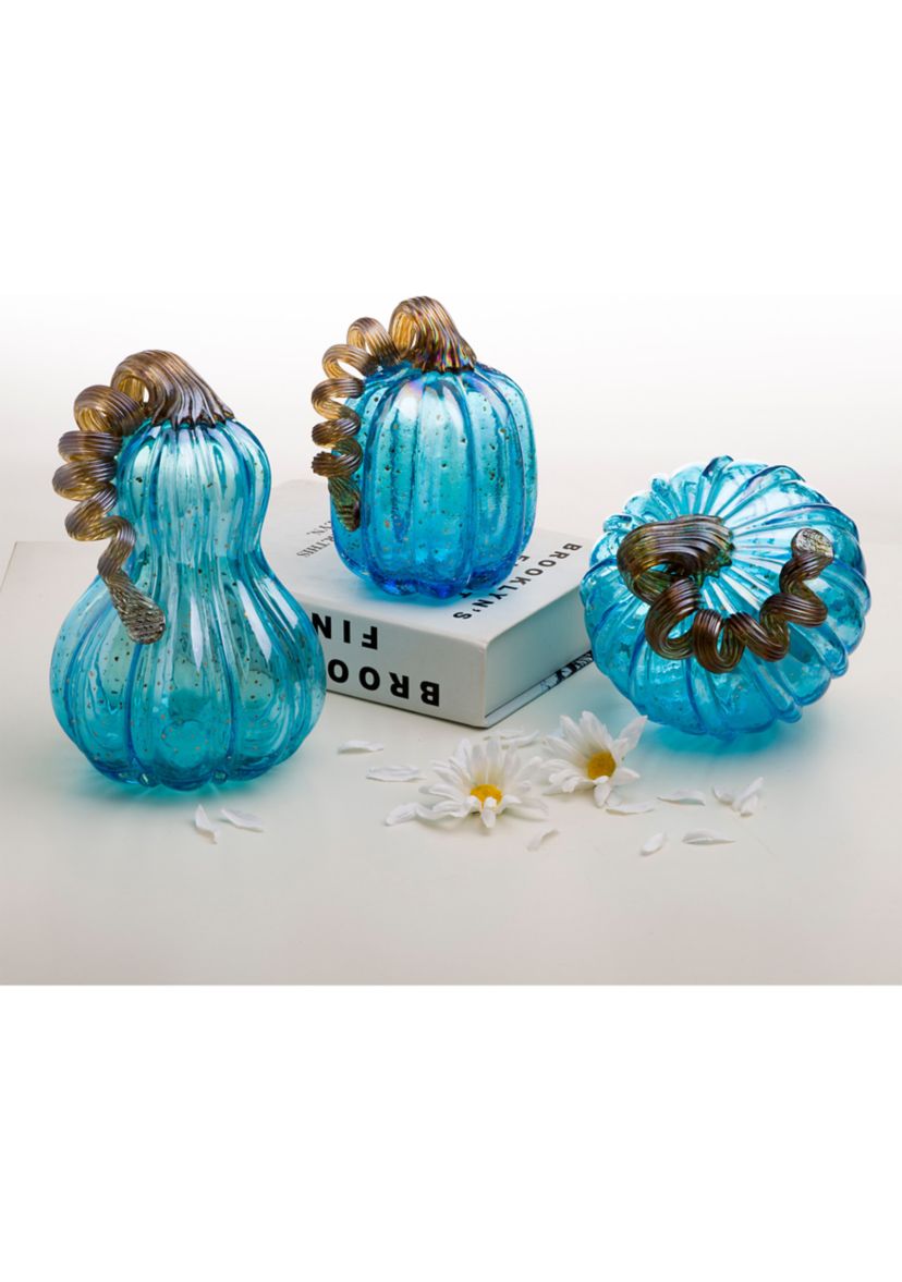 Blue Glass Pumpkin