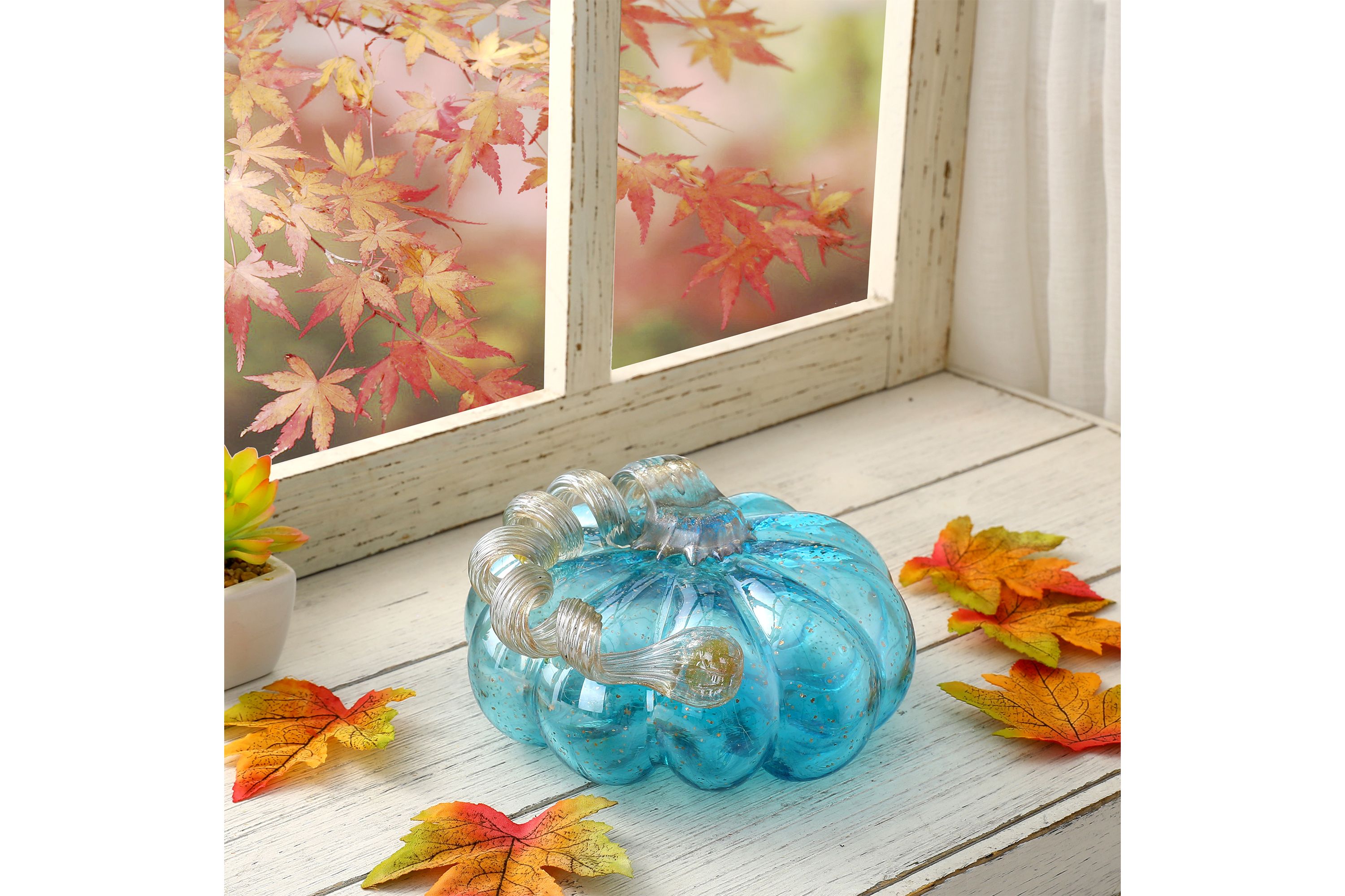 Blue Glass Pumpkin