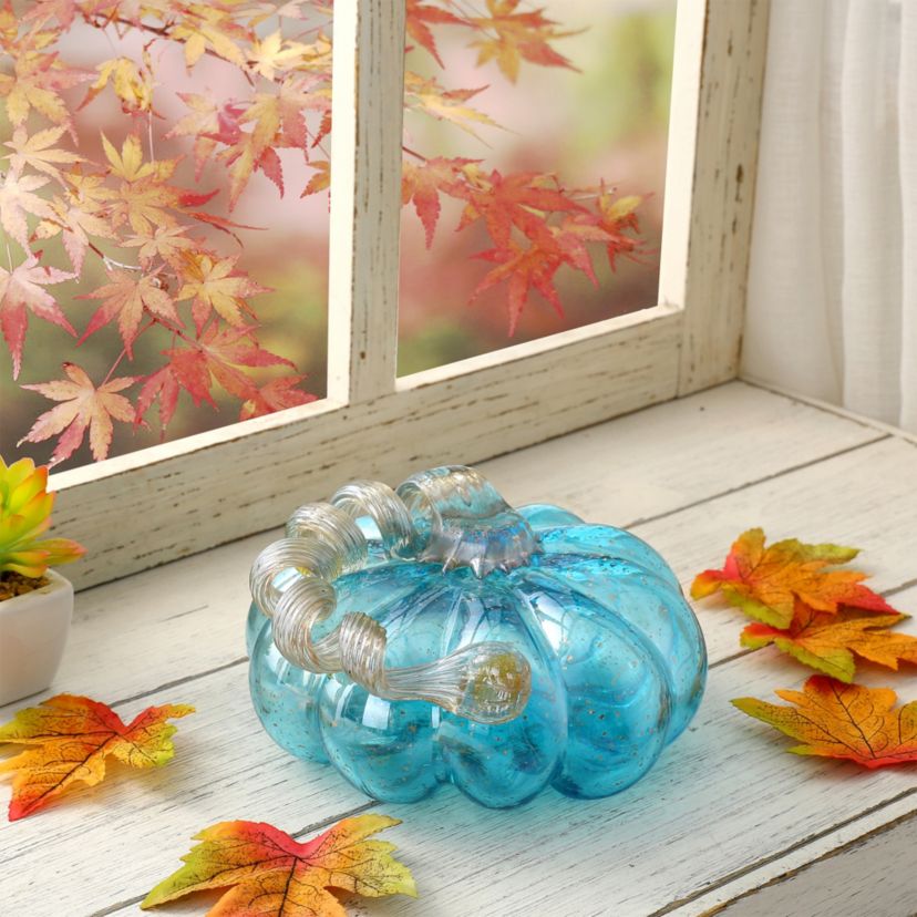 Blue Glass Pumpkin