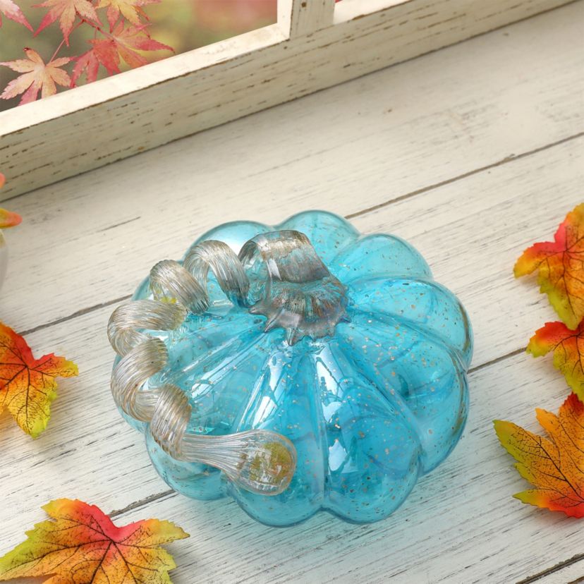 Blue Glass Pumpkin