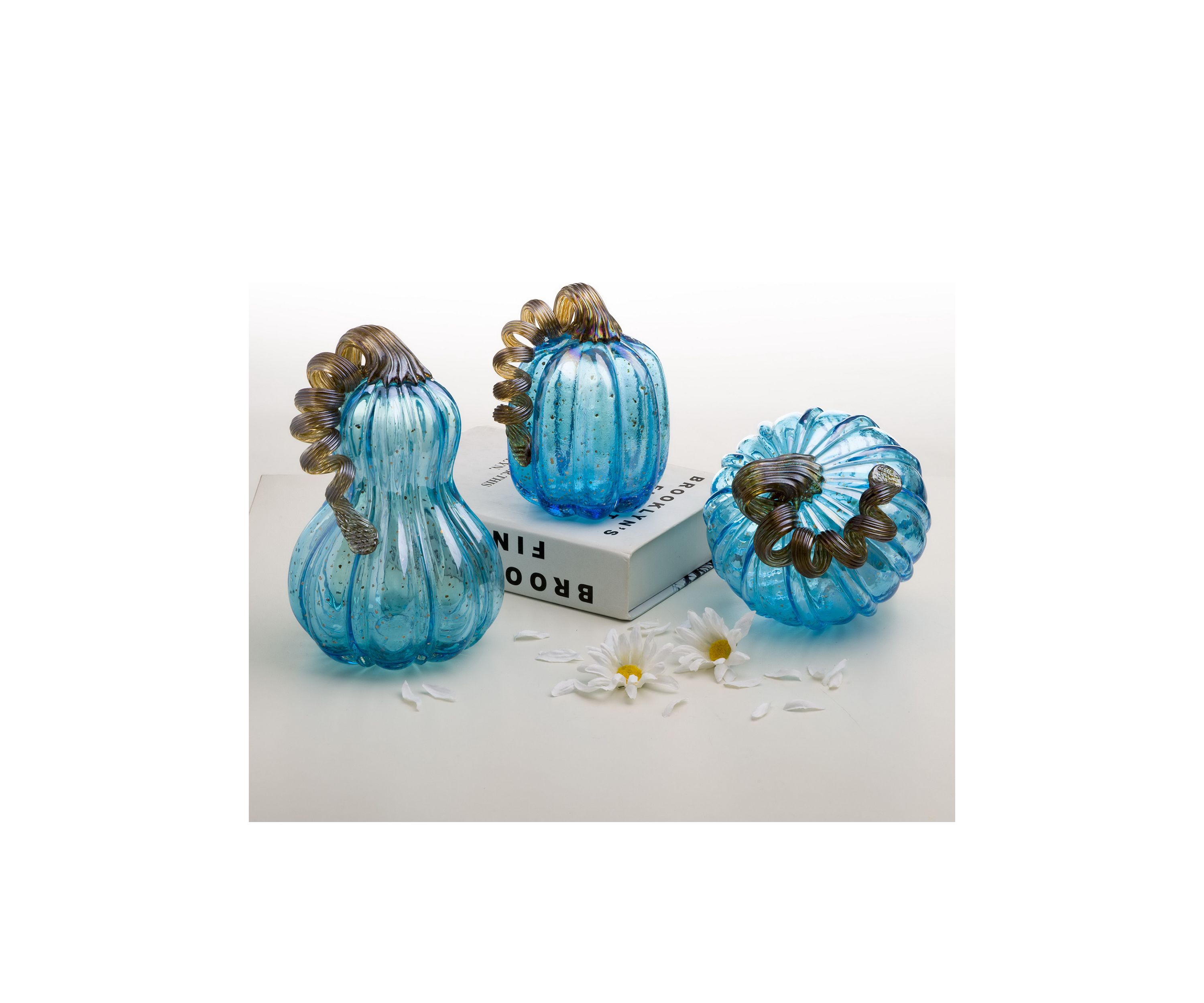 Blue Glass Pumpkin