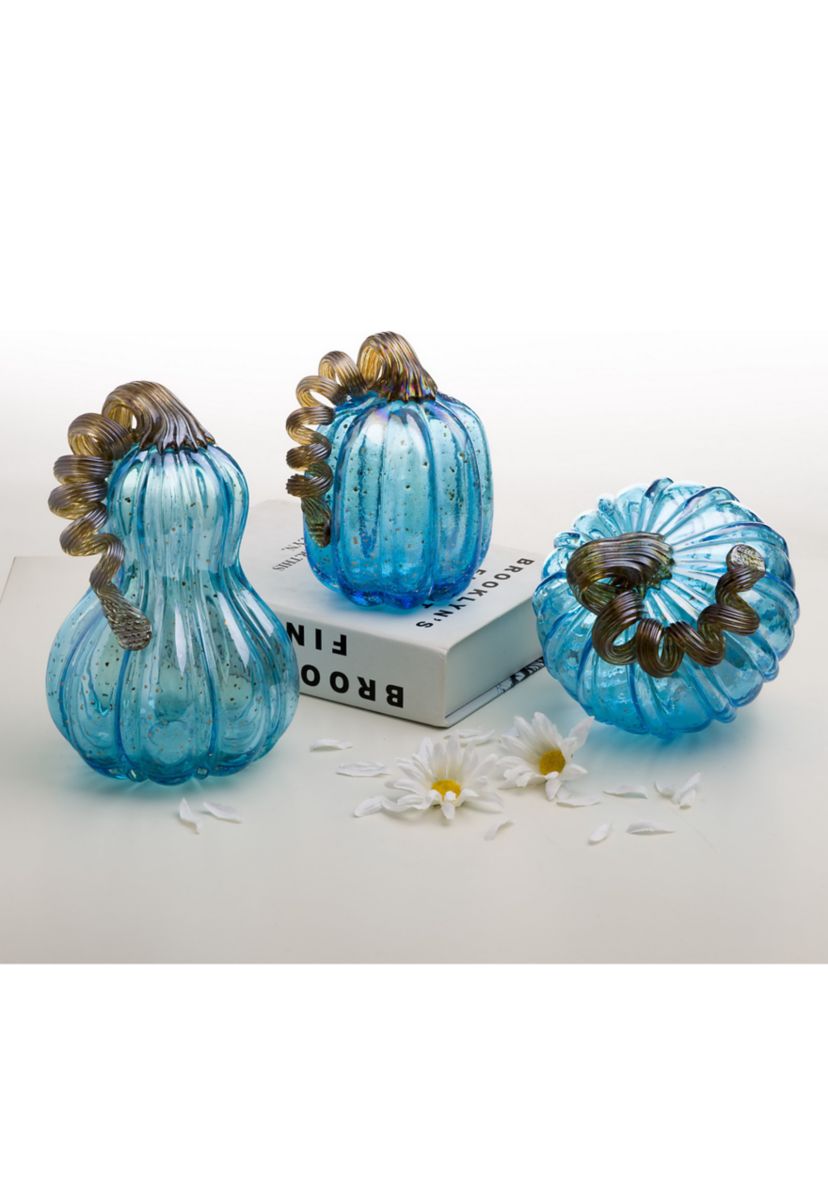 Blue Glass Pumpkin