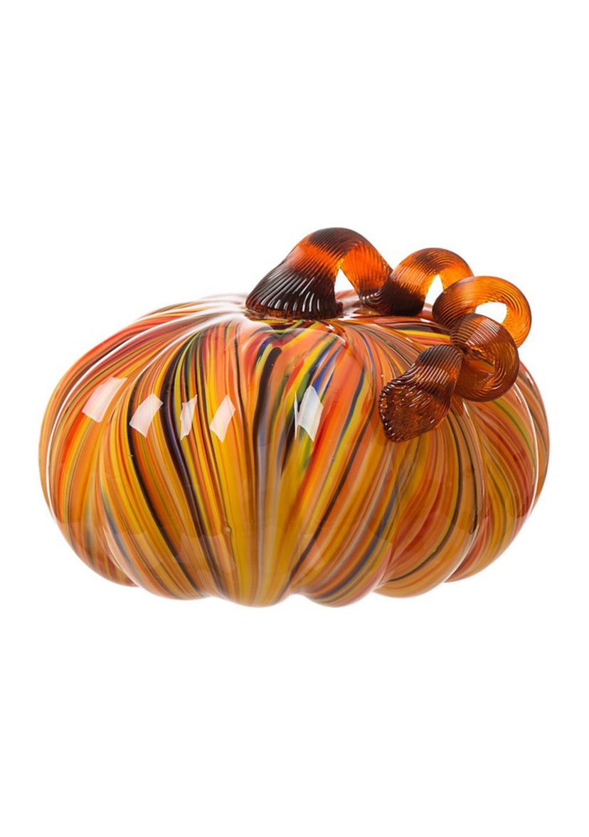 Multi-Striped Glass Large Pumpkin