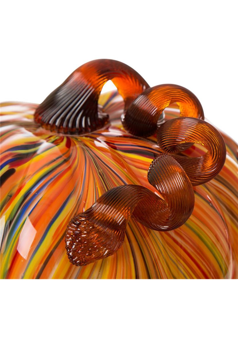 Multi-Striped Glass Large Pumpkin