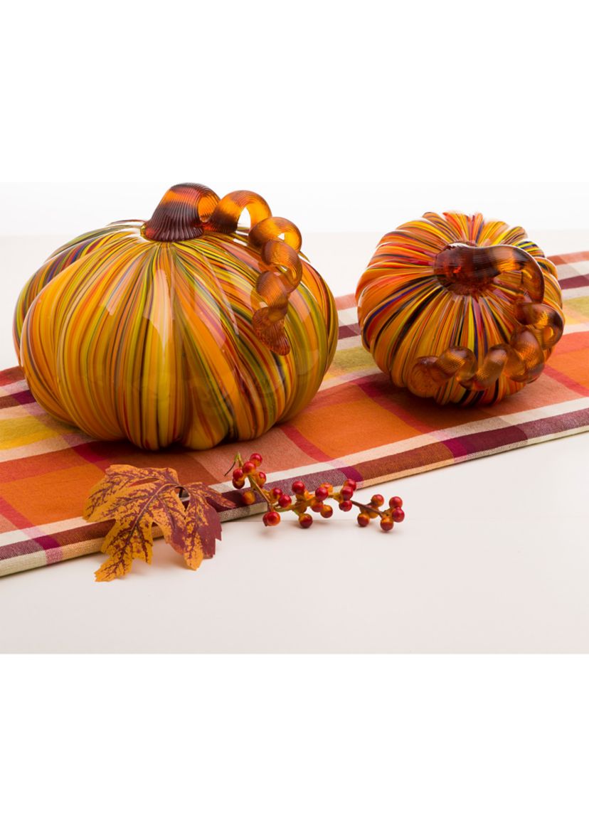 Multi-Striped Glass Large Pumpkin