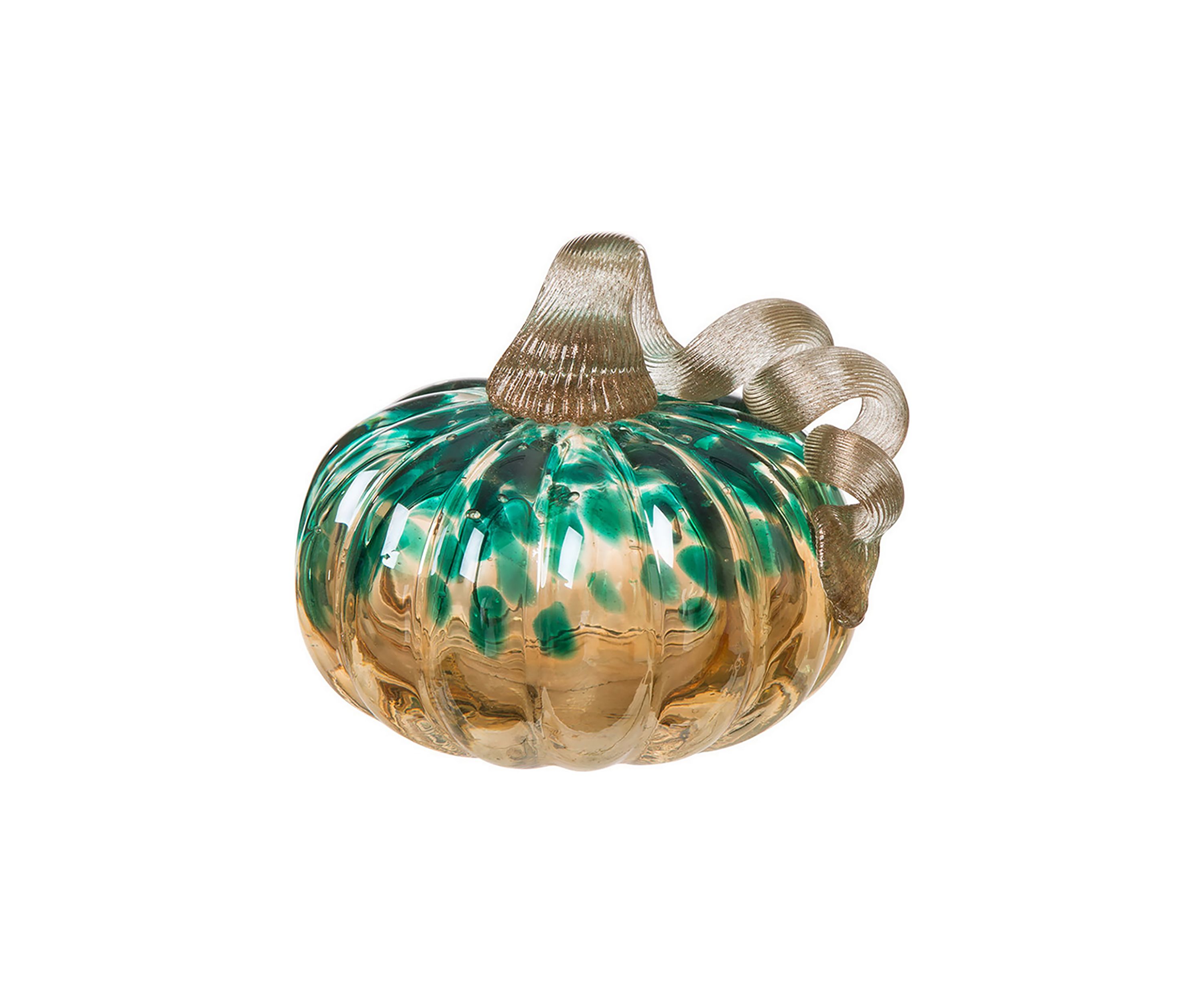 Blue/Gold Glitter Small Glass Pumpkin