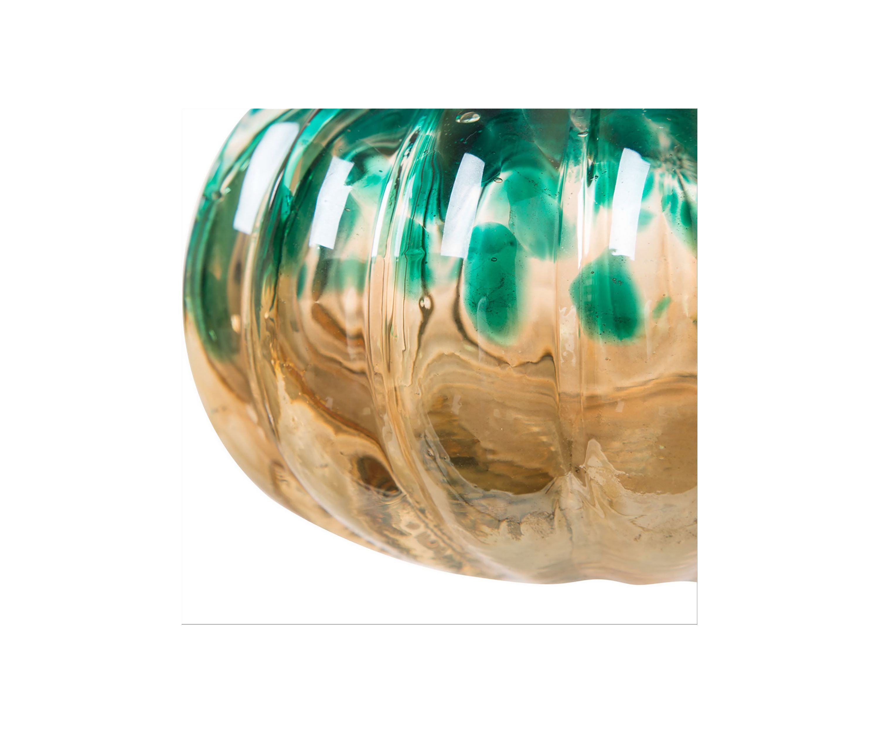 Blue/Gold Glitter Small Glass Pumpkin