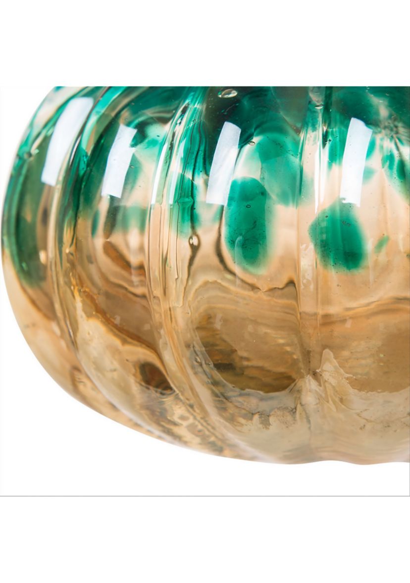 Blue/Gold Glitter Small Glass Pumpkin