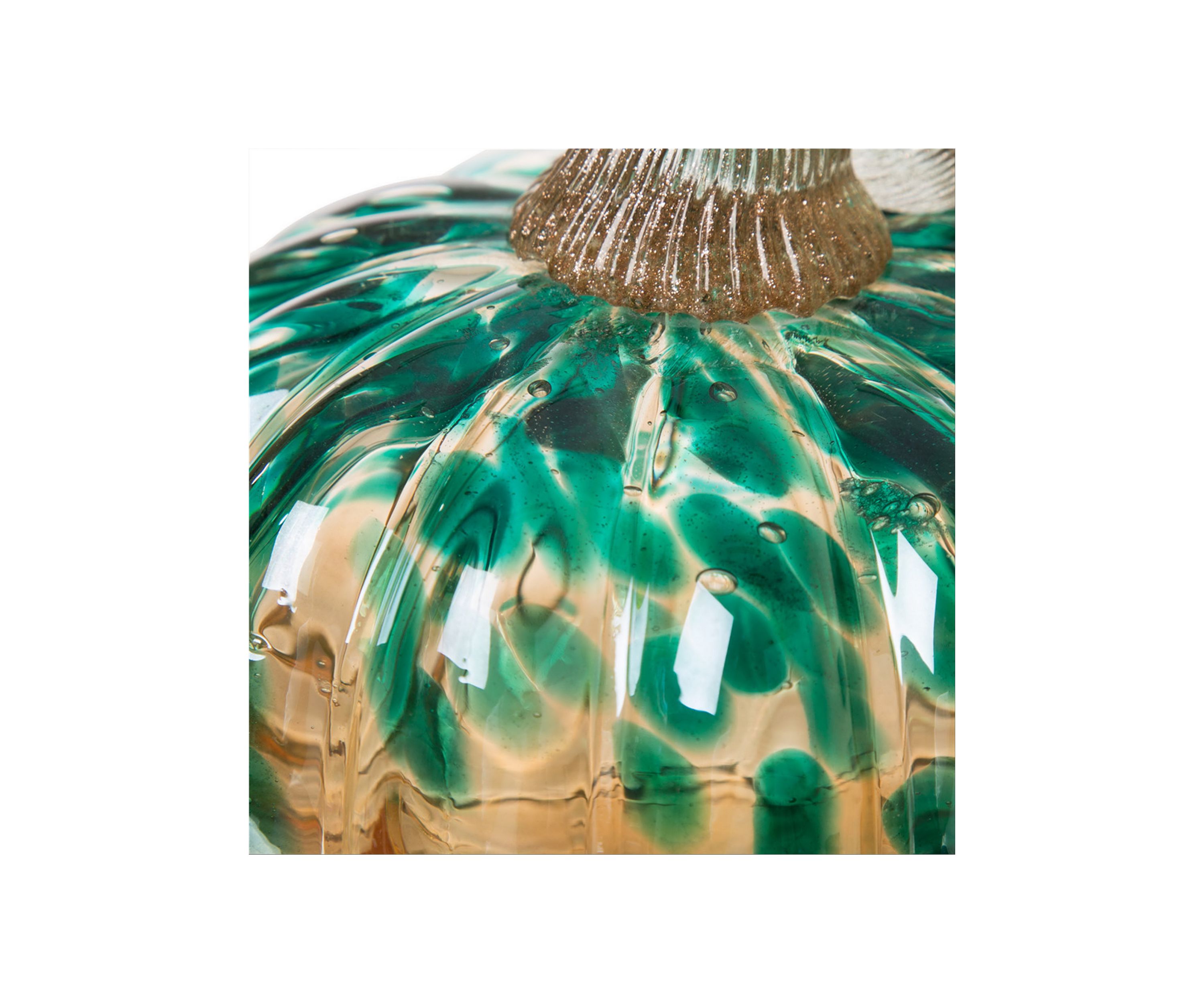 Blue/Gold Glitter Small Glass Pumpkin