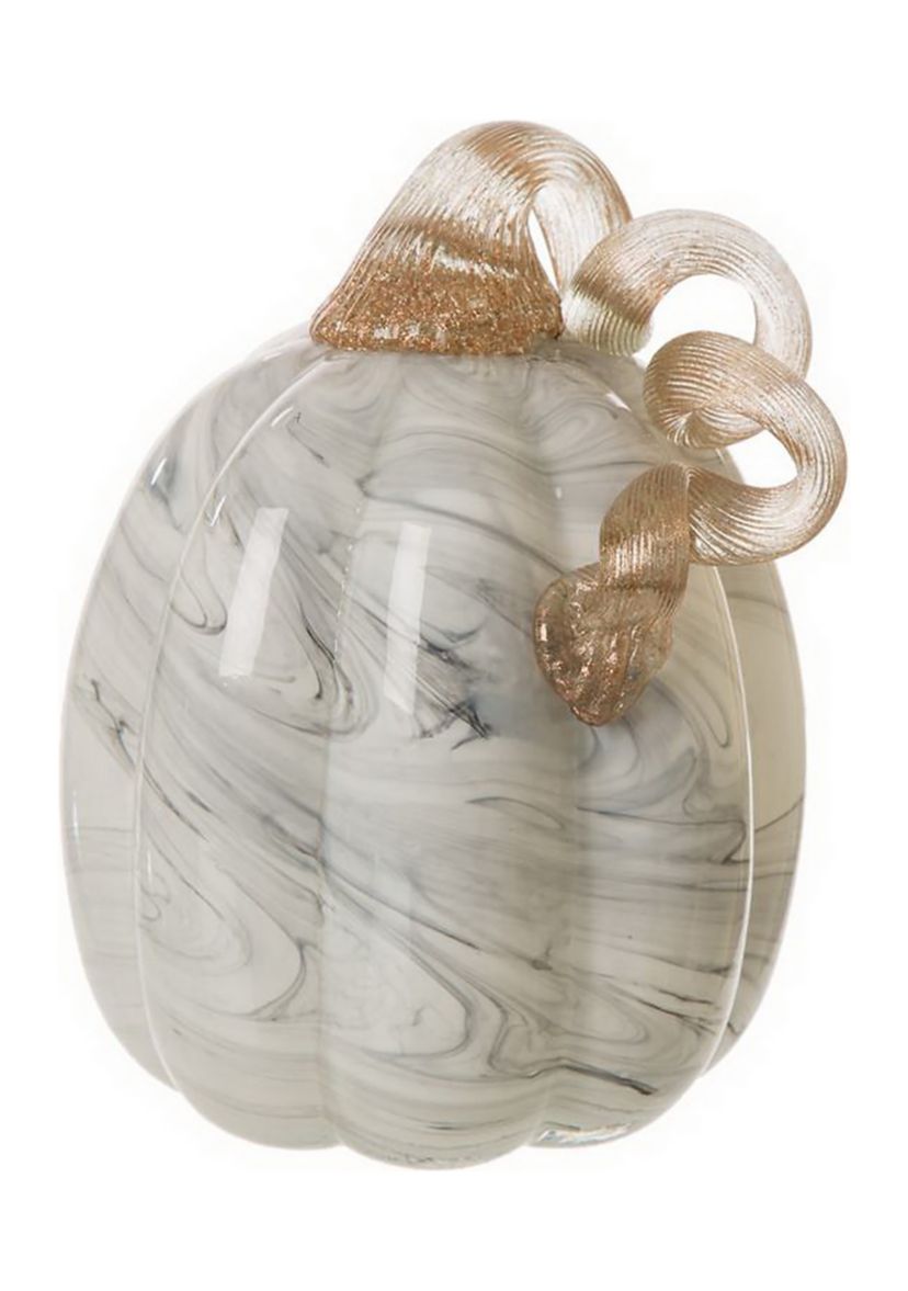 Gray Marble Tall Glass Pumpkin