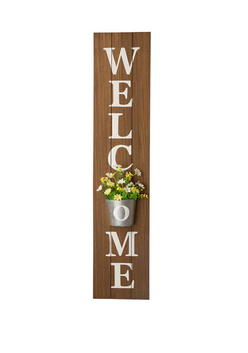 Glitz Home Wooden Welcome Porch Sign with Metal