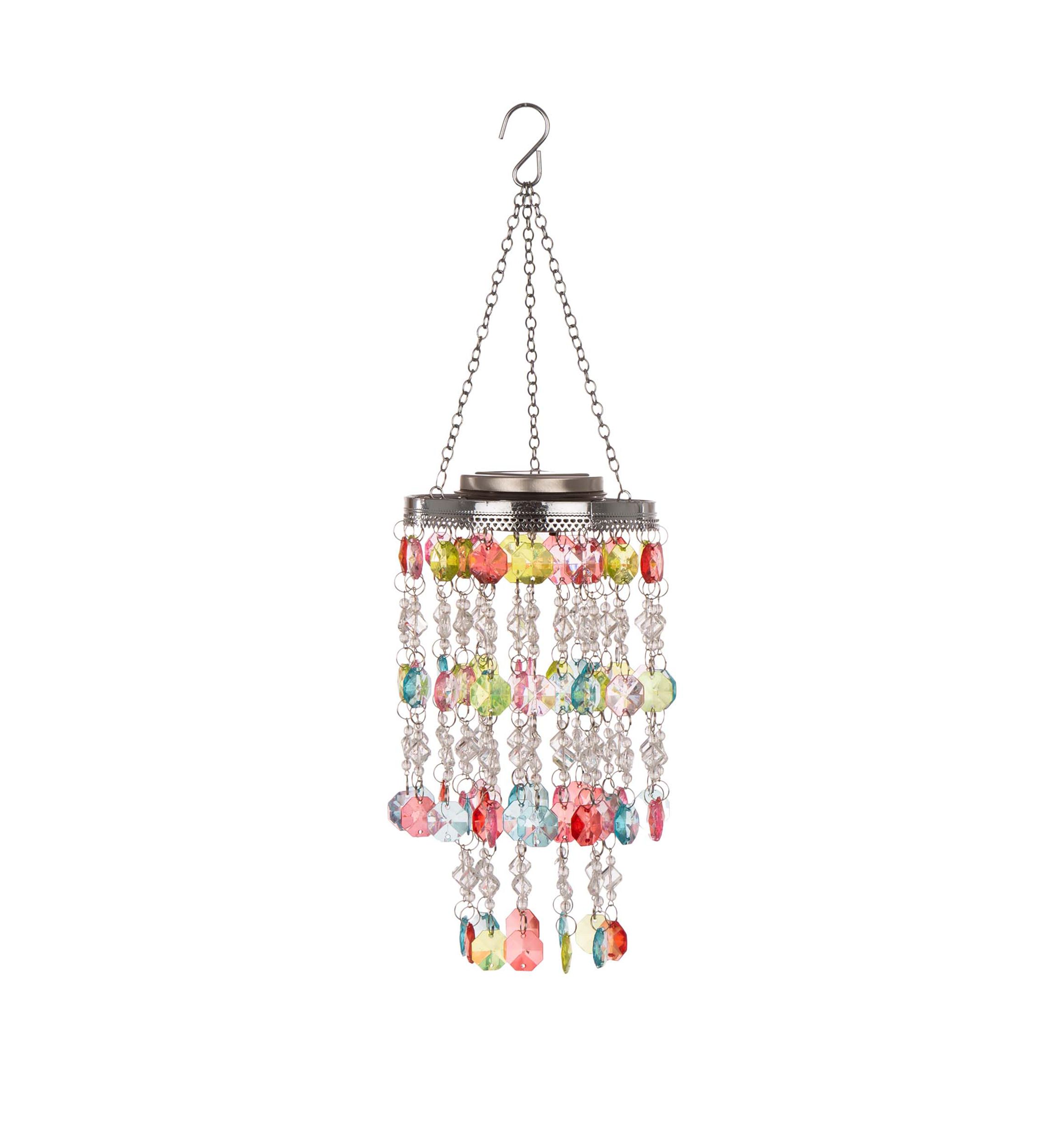 Solar Lighted Hanging Chandelier with Acrylic Jewel Beads
