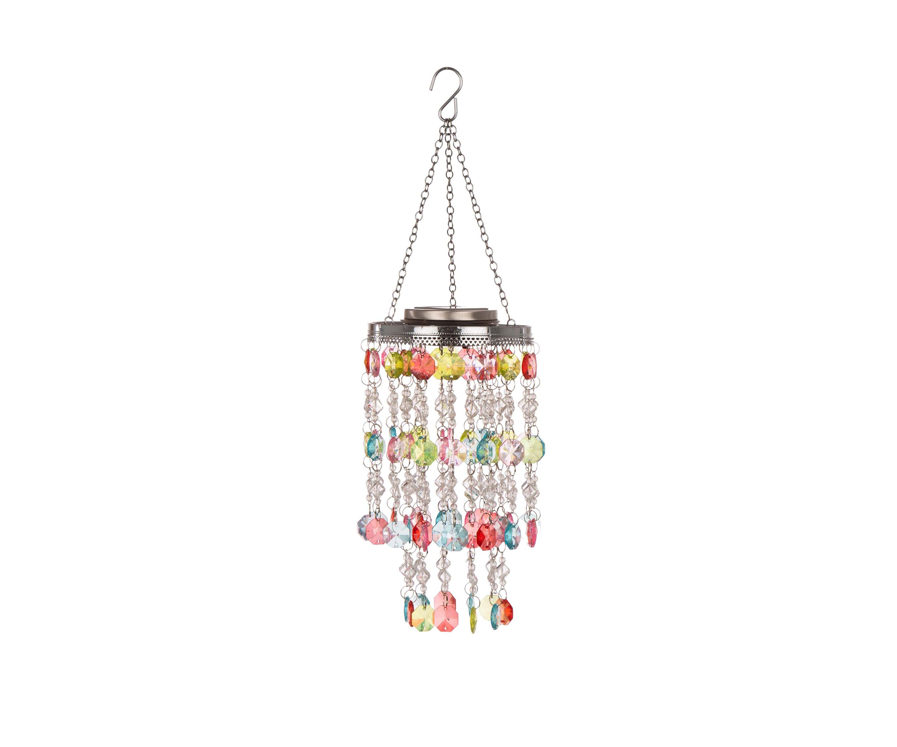 Solar Lighted Hanging Chandelier with Acrylic Jewel Beads