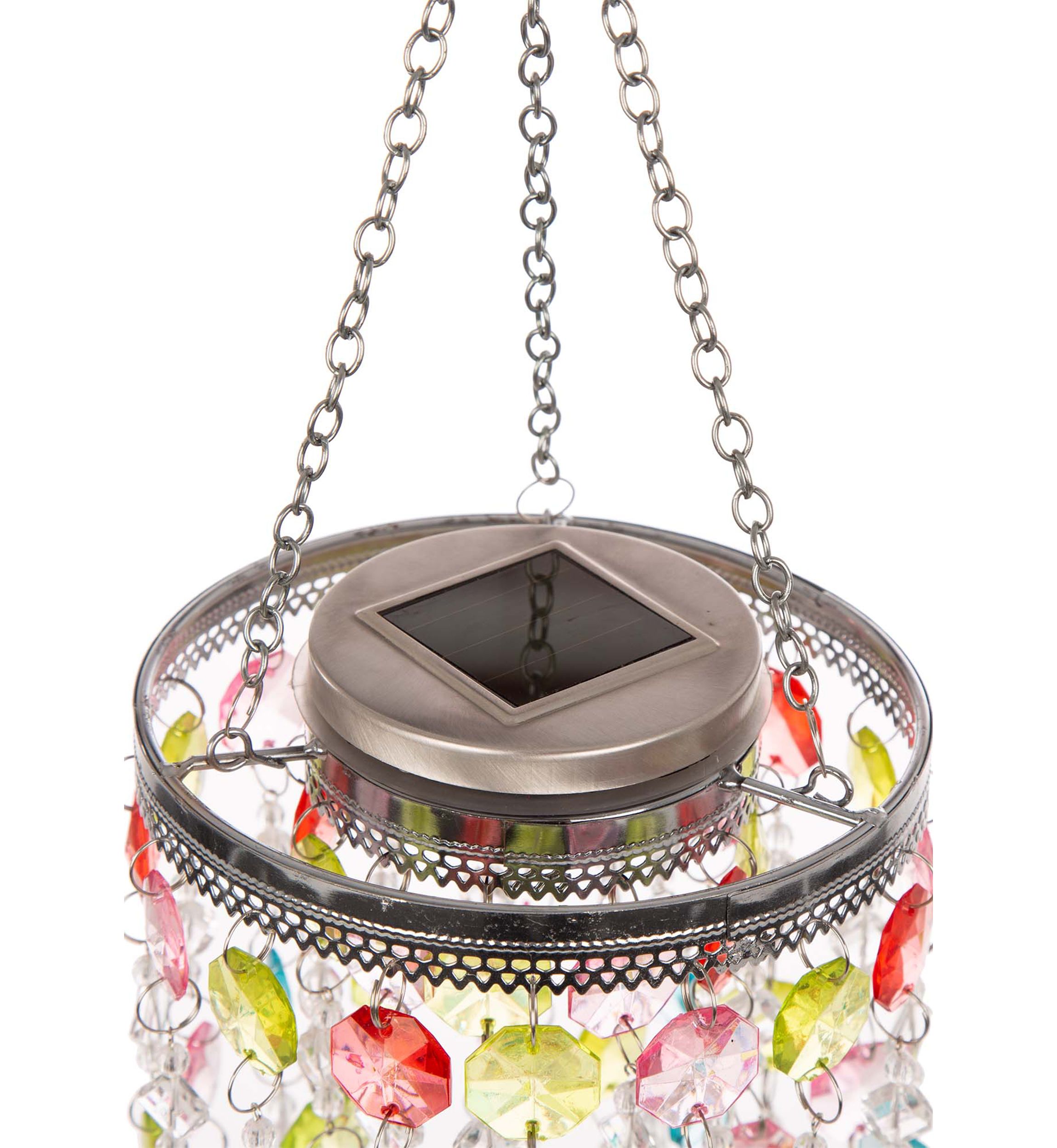 Solar Lighted Hanging Chandelier with Acrylic Jewel Beads