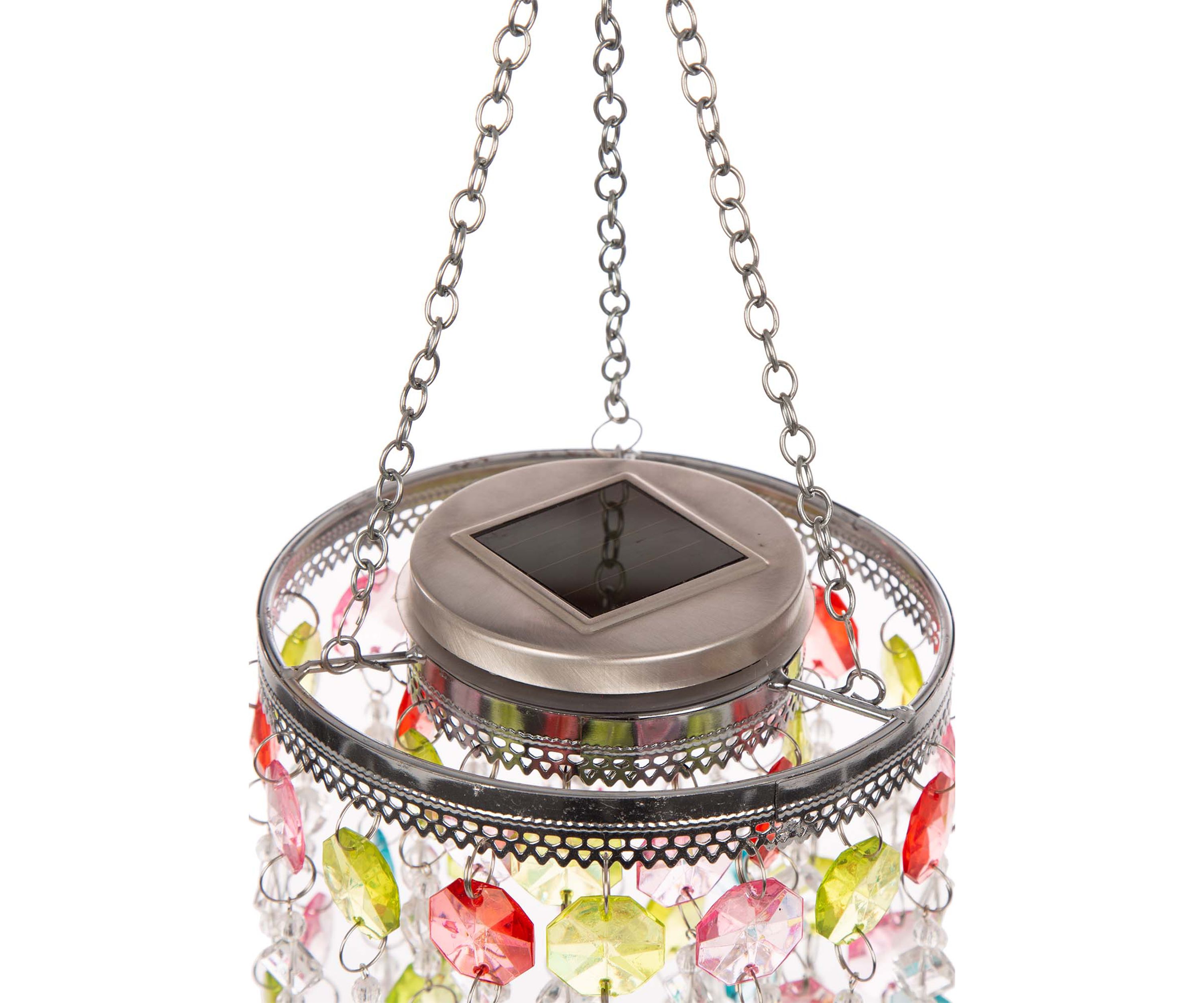 Solar Lighted Hanging Chandelier with Acrylic Jewel Beads