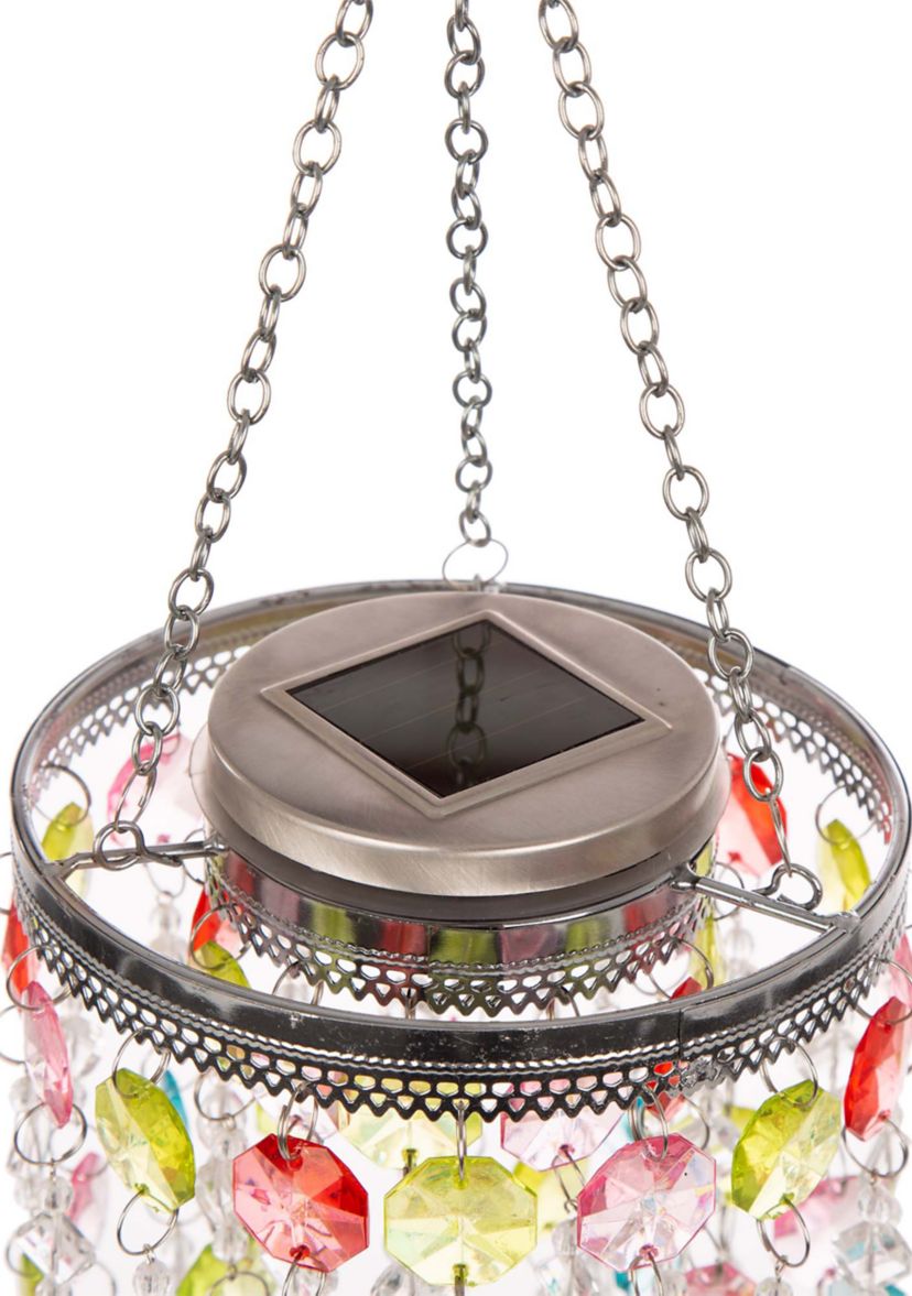 Solar Lighted Hanging Chandelier with Acrylic Jewel Beads