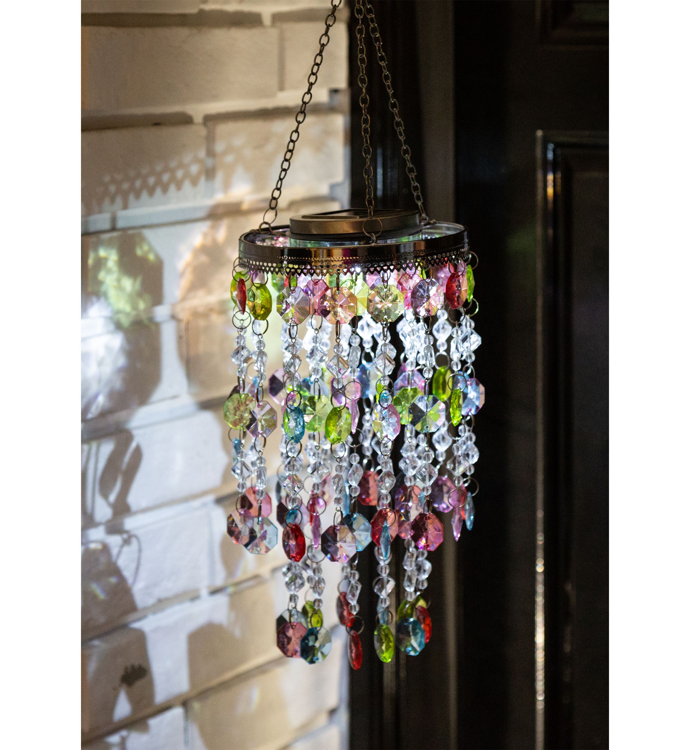 Solar Lighted Hanging Chandelier with Acrylic Jewel Beads