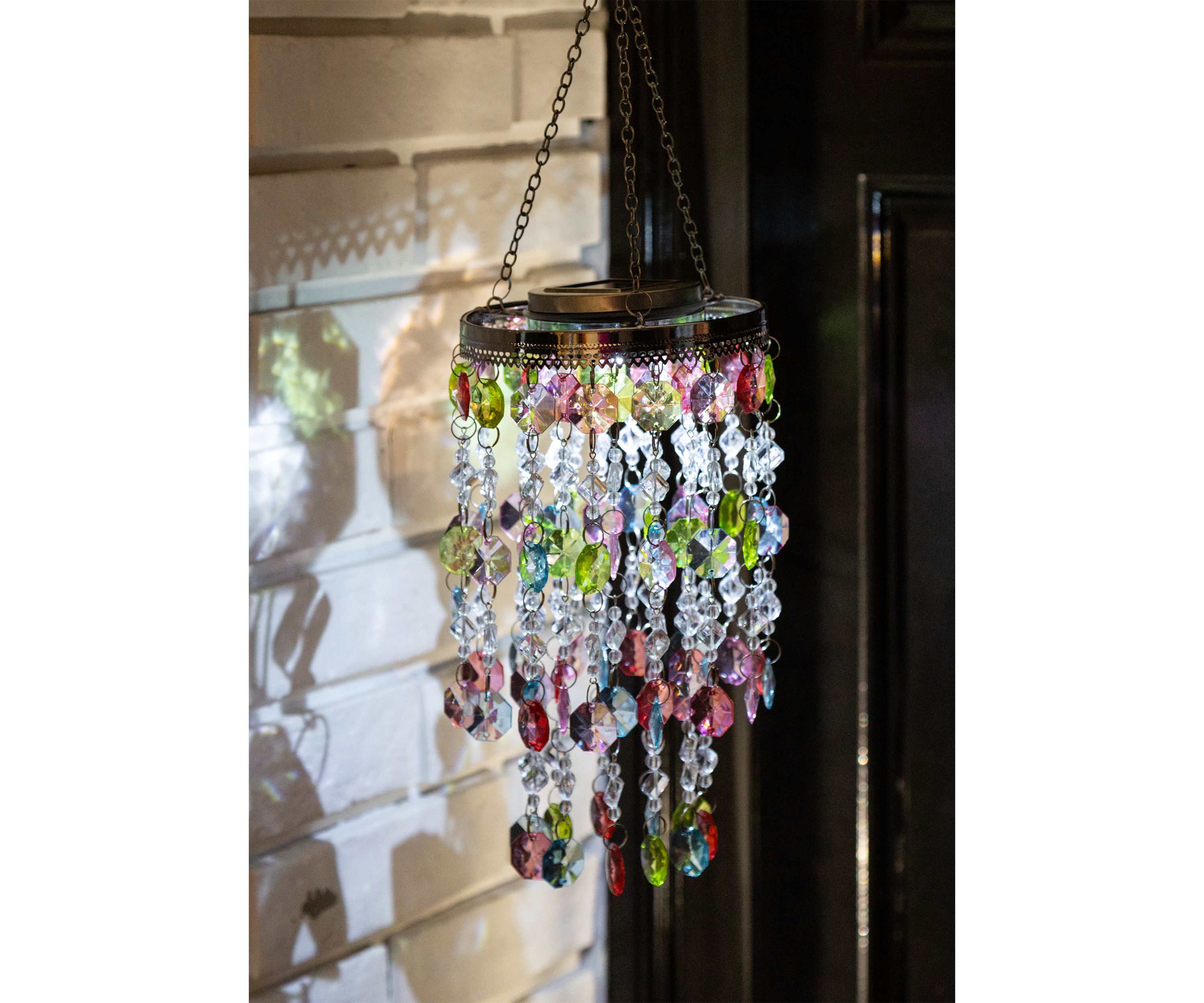 Solar Lighted Hanging Chandelier with Acrylic Jewel Beads