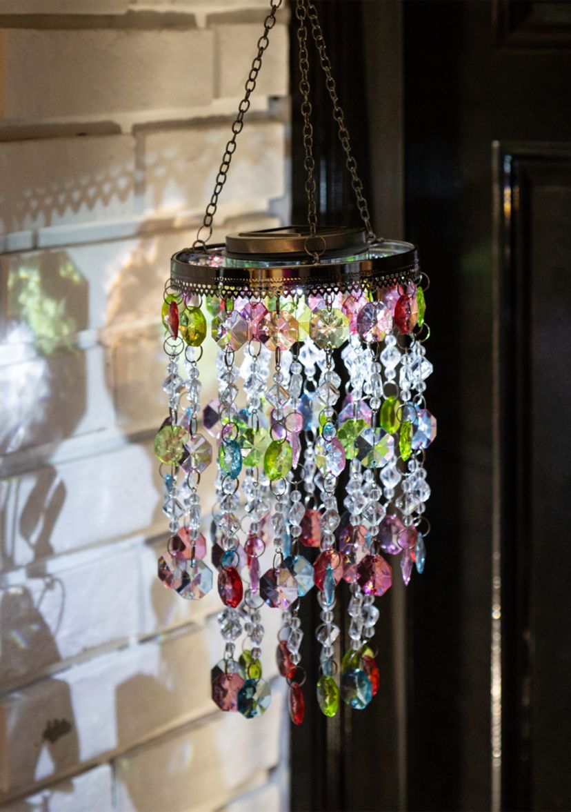 Solar Lighted Hanging Chandelier with Acrylic Jewel Beads