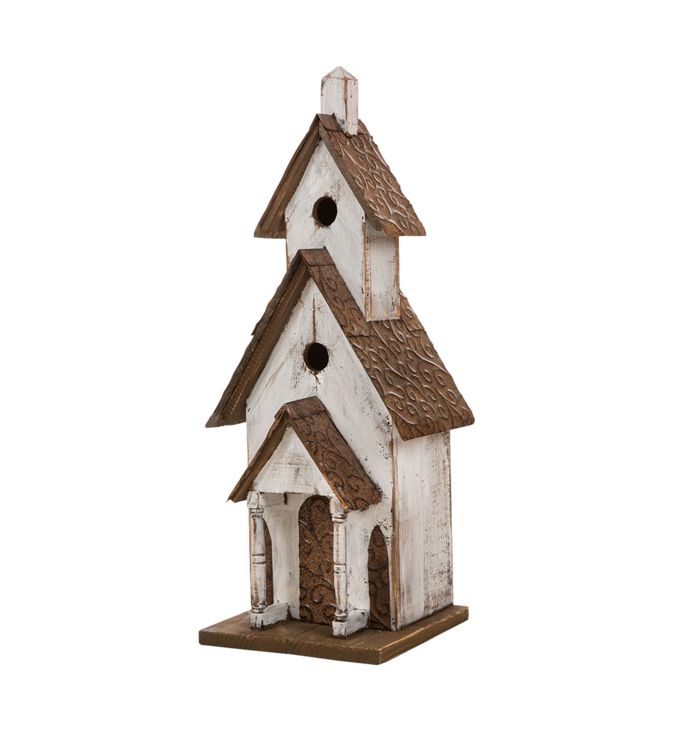 Extra-Large Rustic Wood White Birdhouse