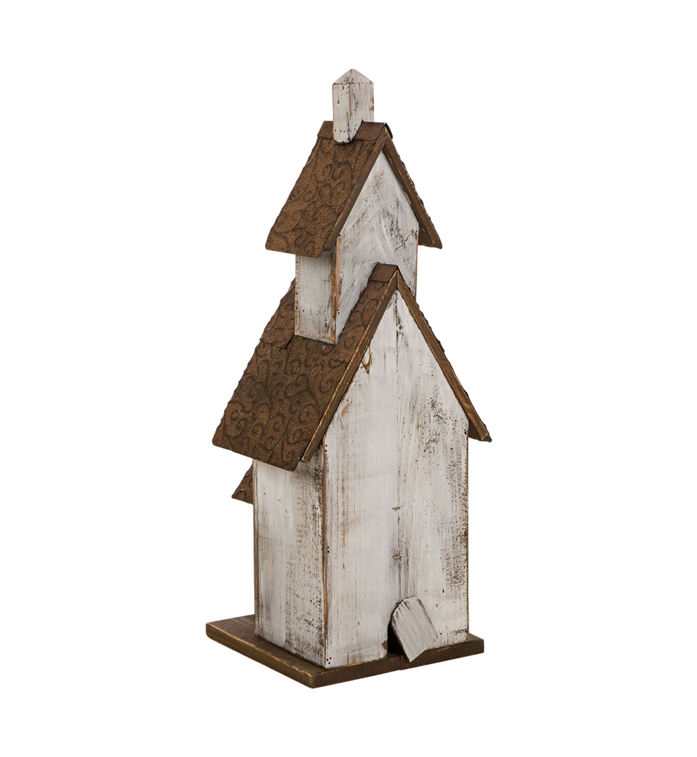 Extra-Large Rustic Wood White Birdhouse