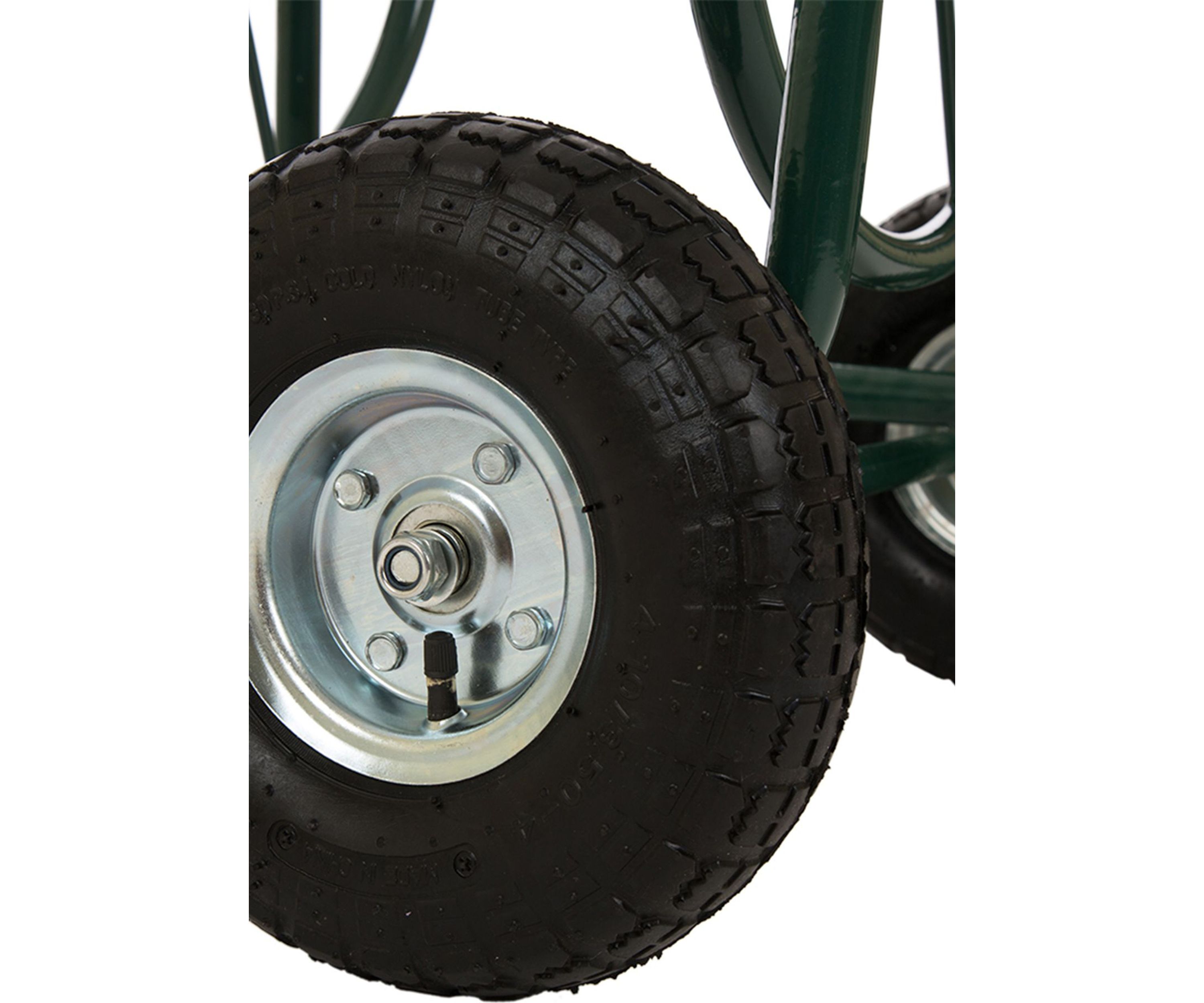 Green Steel 4-Wheel Garden Hose Reel Cart