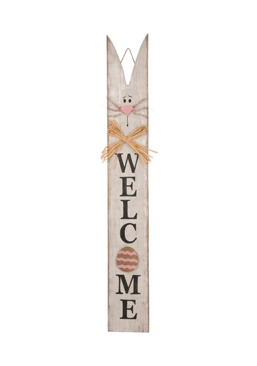 Wooden Easter Welcome Porch Sign with Bunny Ears