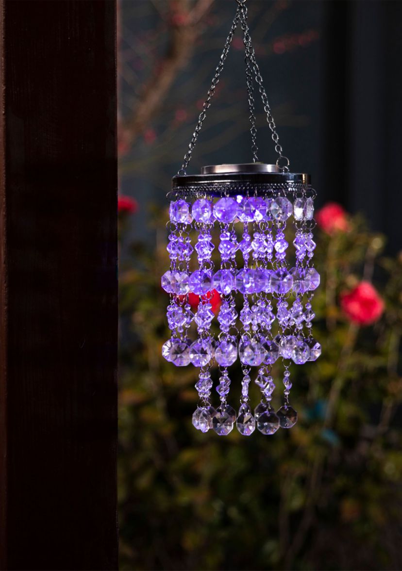 Solar Lighted Hanging Décor with Transparent Acrylic Jewel Beads