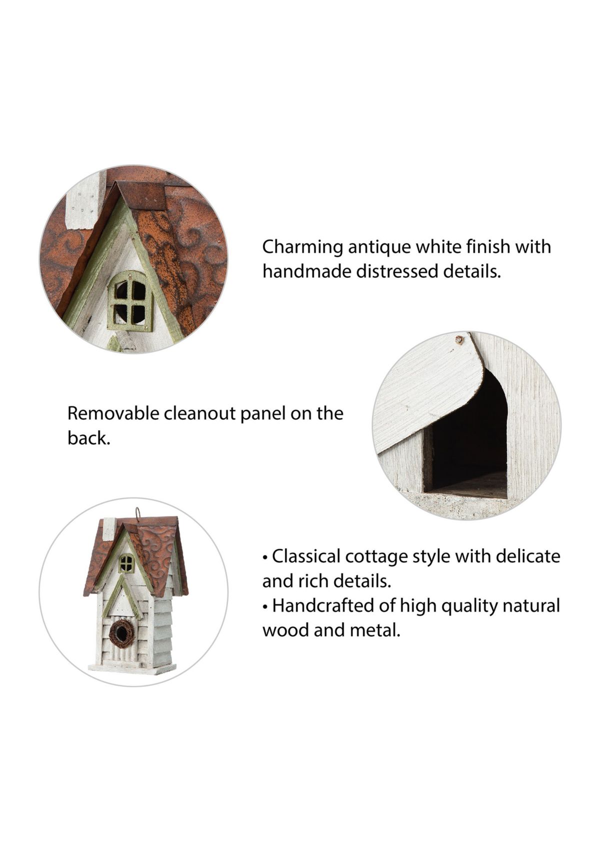 Retro Solid Wood Cottage Birdhouse