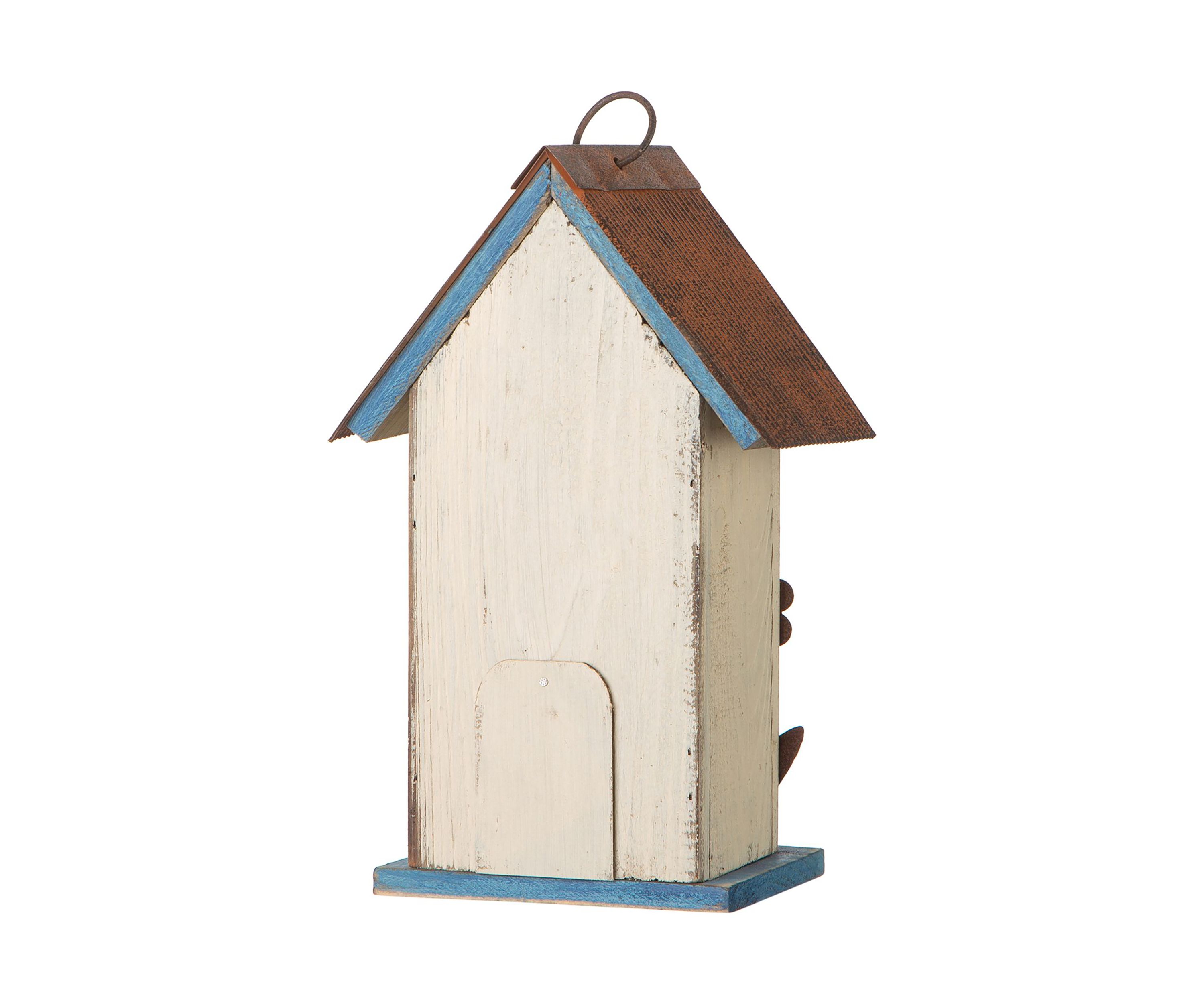 Retro Solid Wood Birdhouse with 3D Flowers