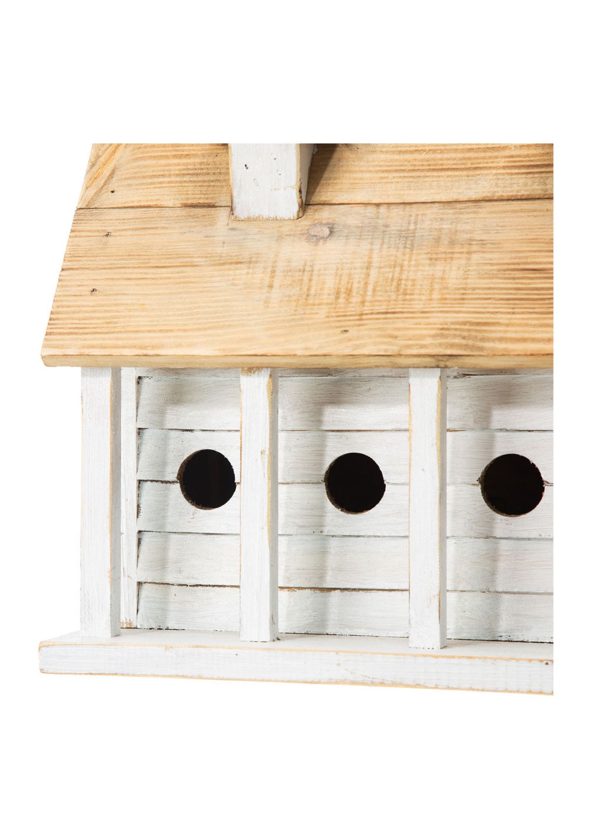 Oversized Retro Distressed Solid Wood Cottage Birdhouse with Natural Wood Roof